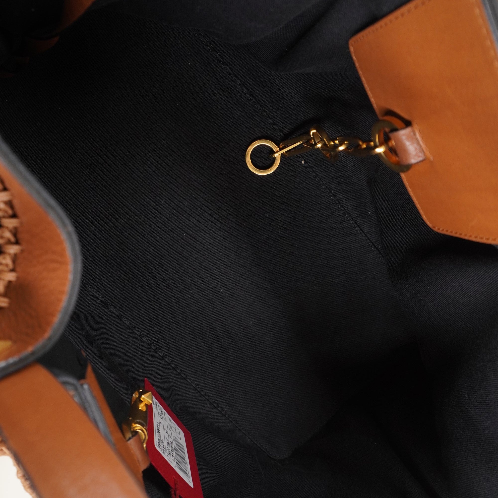 PRE-OWNED VLogo Escape Brown Leather Crochet Tote Bag