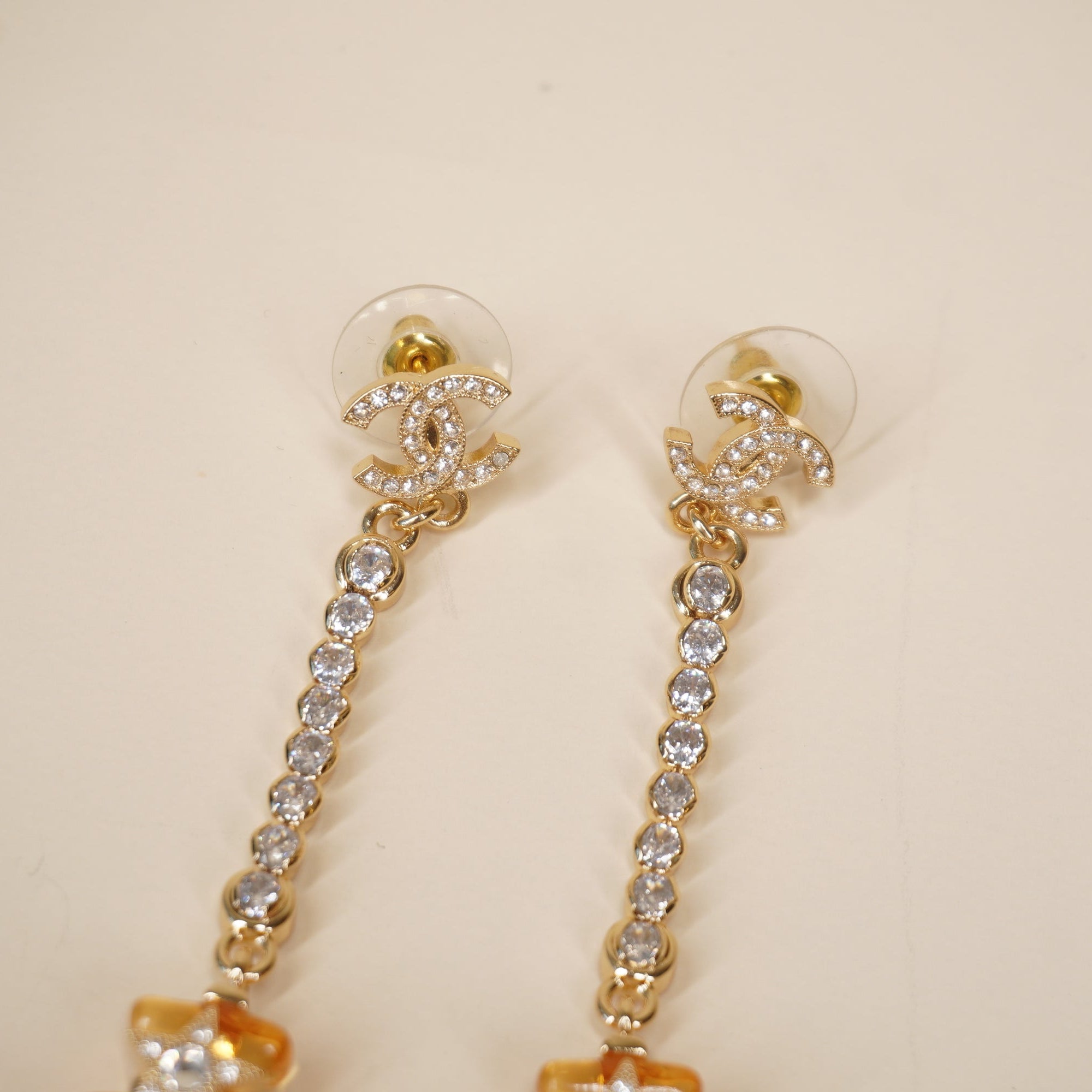 PRE-OWNED CC Earrings Perfume Bottle Motif Gold Orange