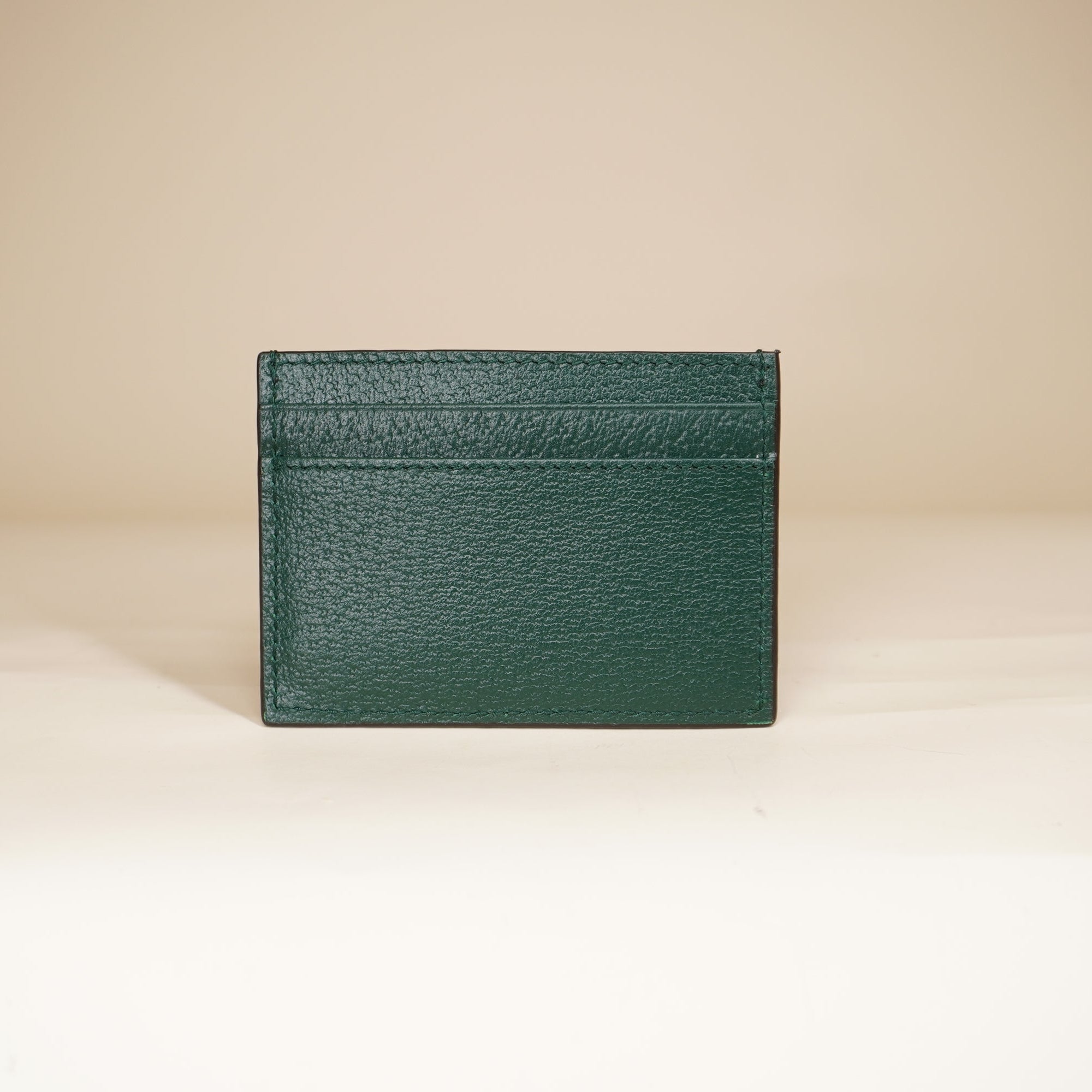 PRE-OWNED GG Green Horsebit Accent Leather Card Holder