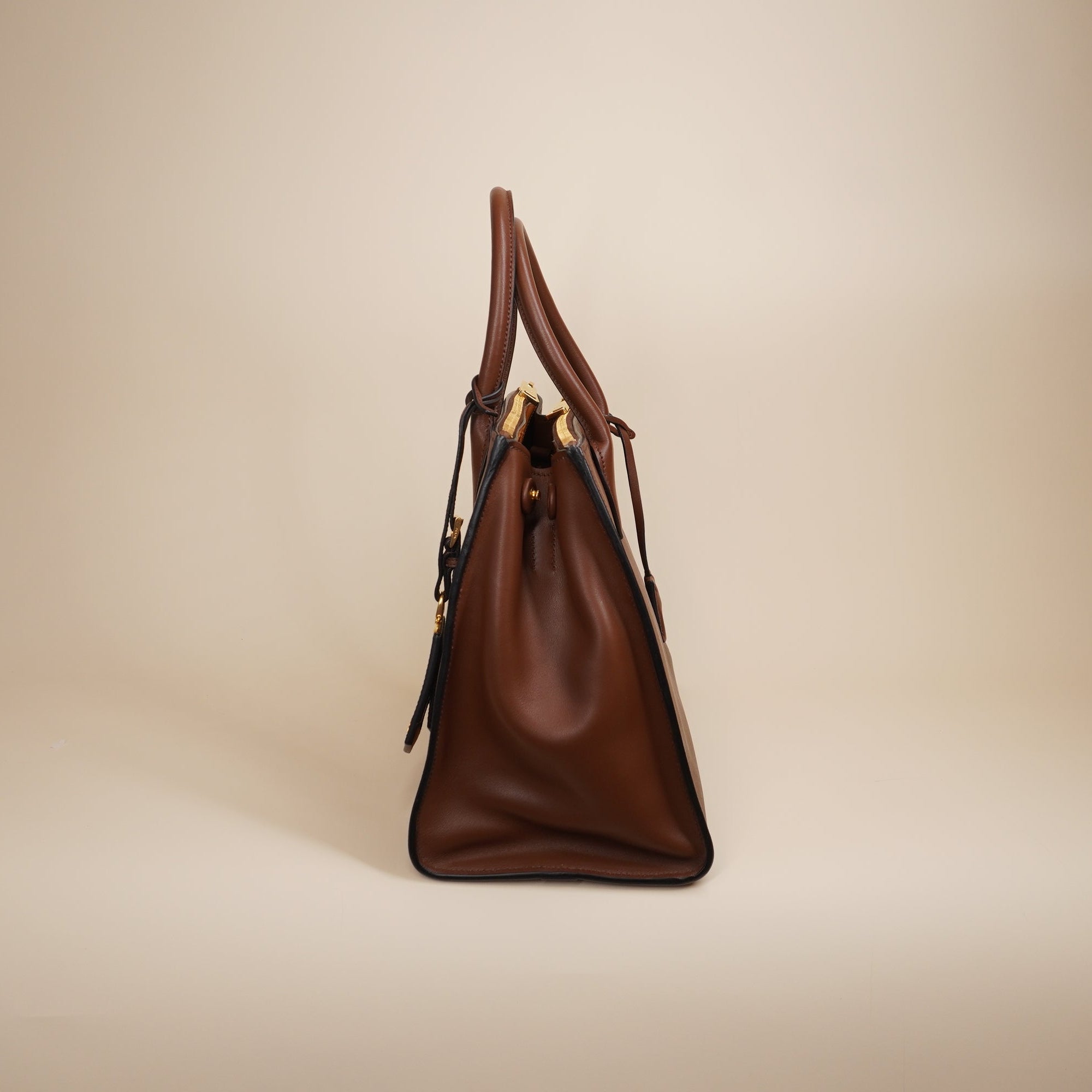 PRE-OWNED Saffiano Leather Paradigme  Brown Tote Shoulder Bag