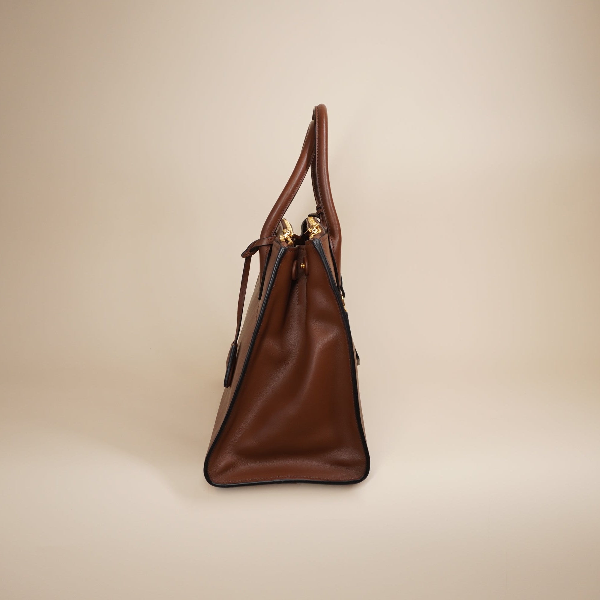 PRE-OWNED Saffiano Leather Paradigme  Brown Tote Shoulder Bag