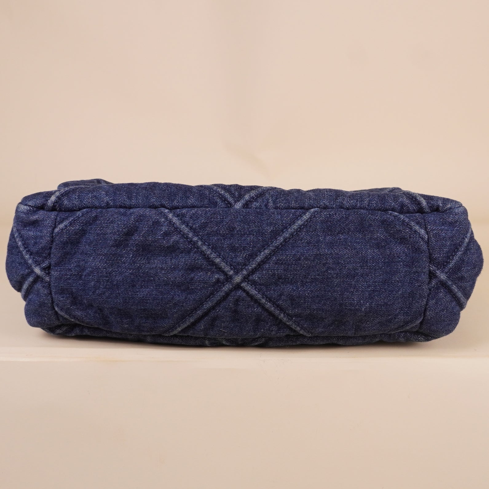 PRE-OWNED CC Denim Quilted Medium CC 19 Flap