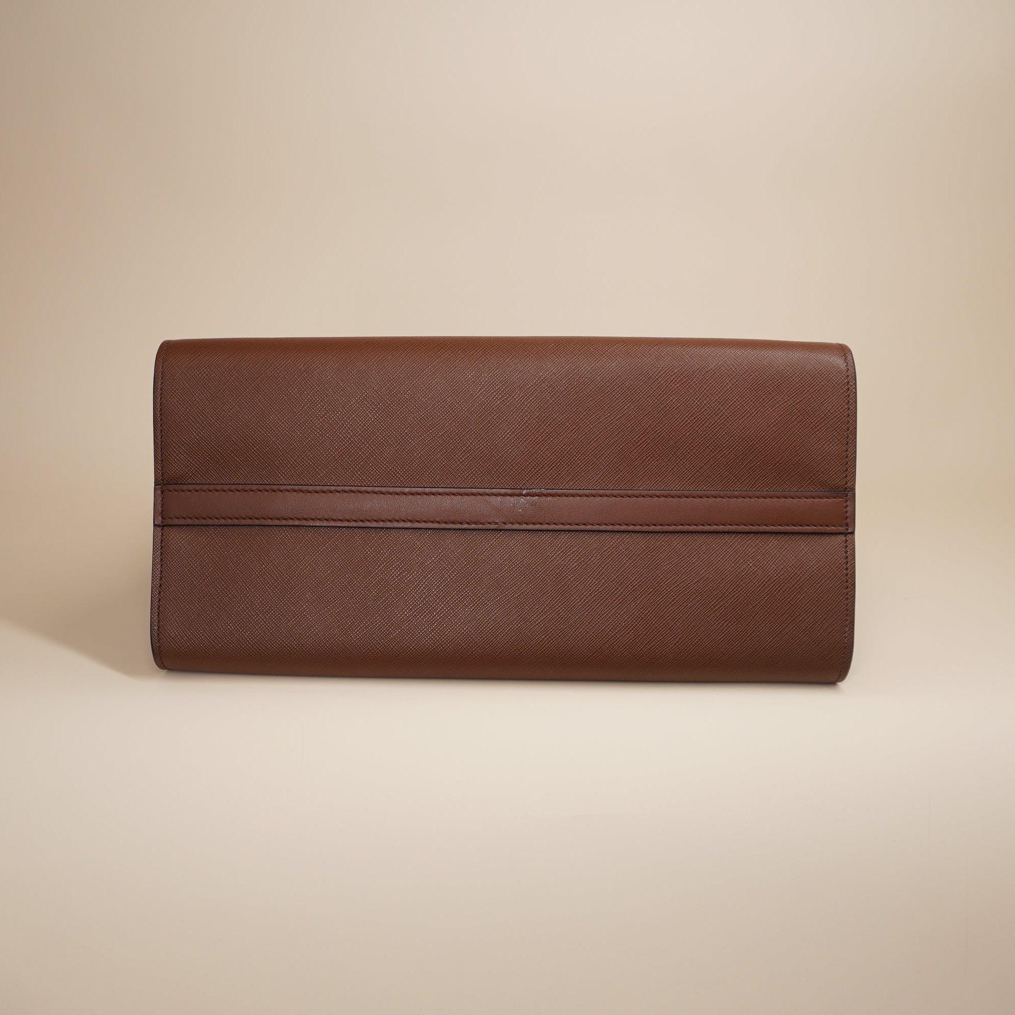 PRE-OWNED Saffiano Leather Paradigme  Brown Tote Shoulder Bag