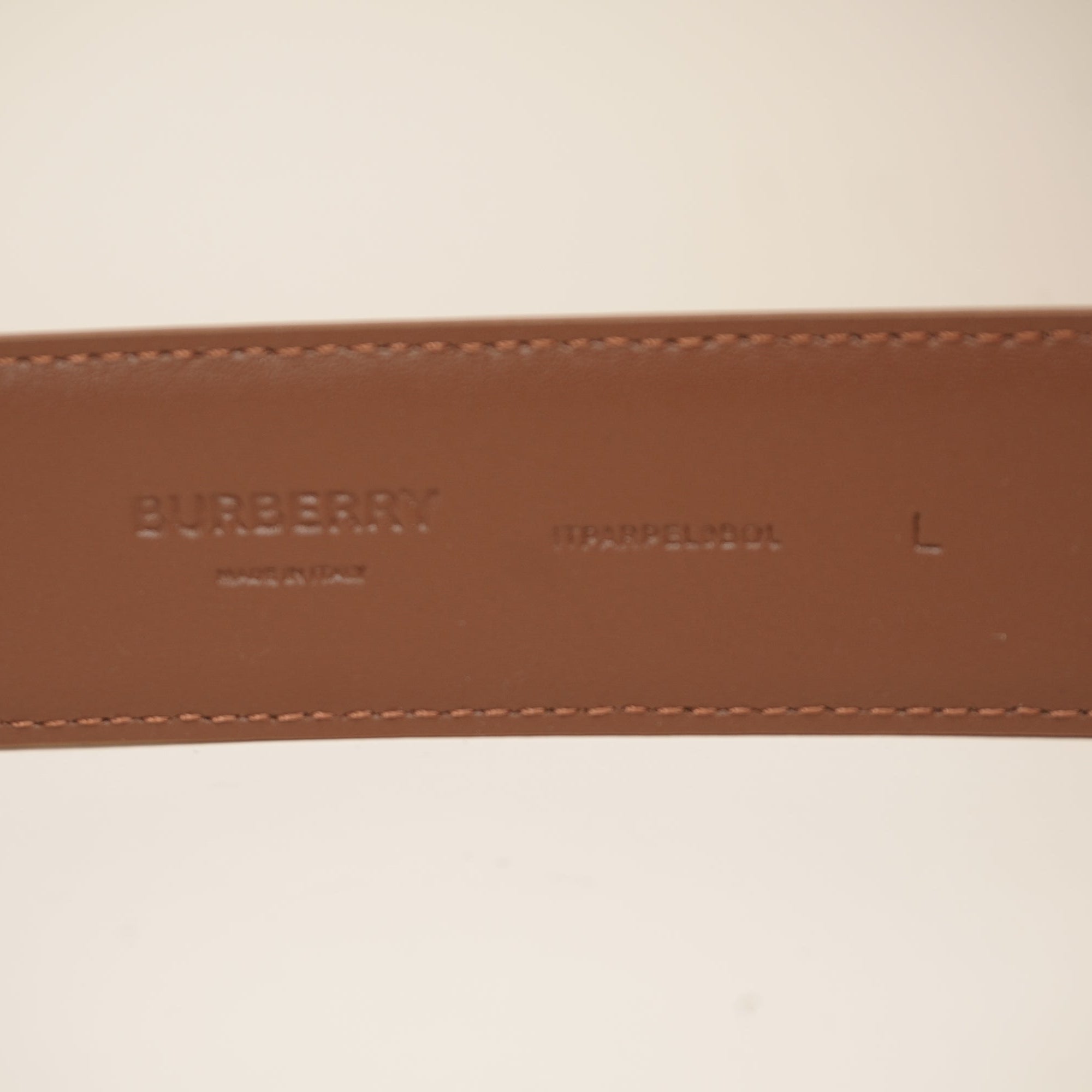 PRE-OWNED TB Reversible Beige Leather Belt L