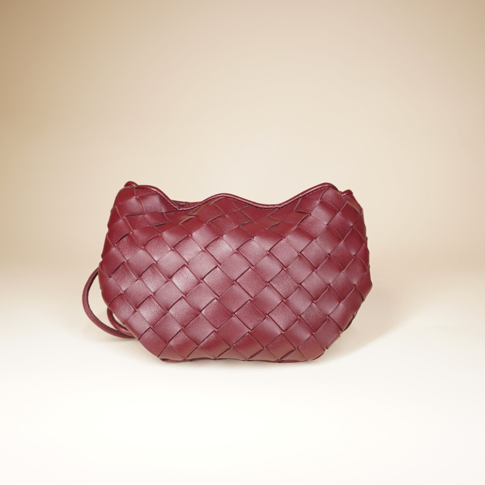 PRE-OWNED Nappa Intrecciato Mini Sardine Shoulder Bag Burgundy