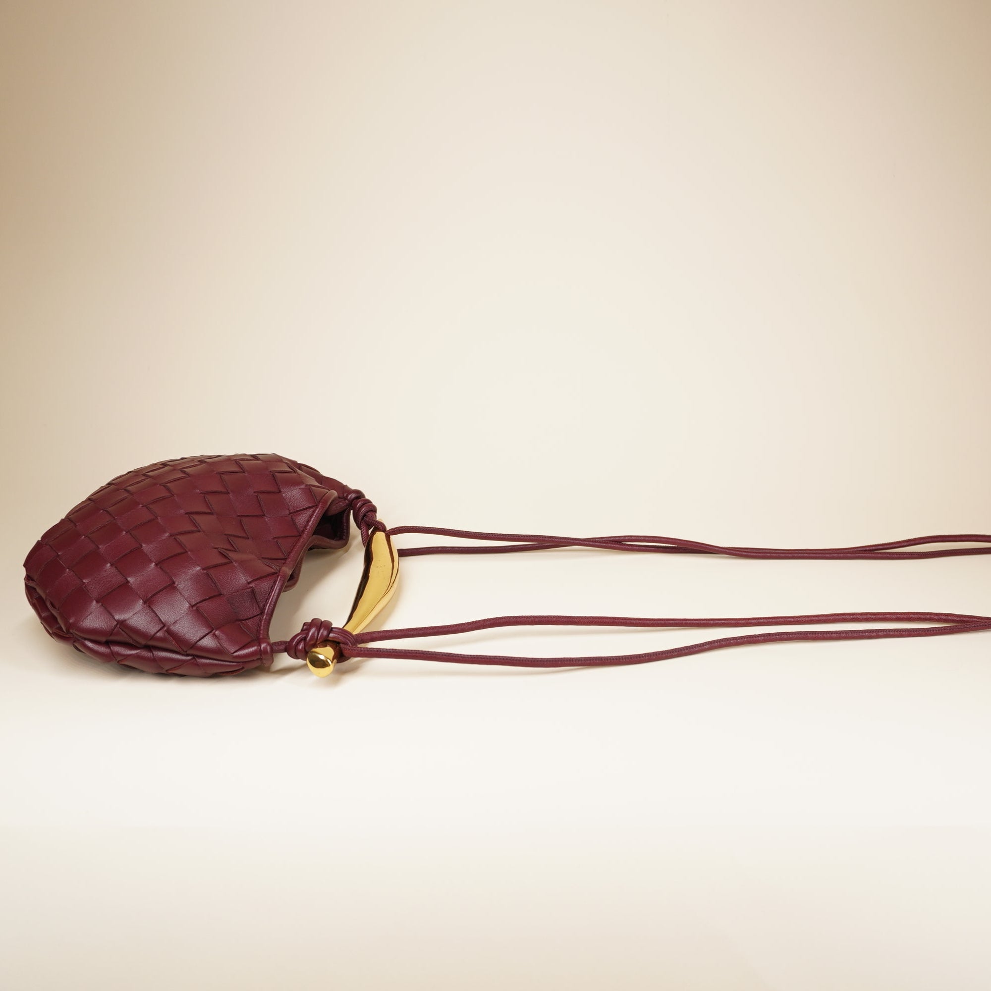 PRE-OWNED Nappa Intrecciato Mini Sardine Shoulder Bag Burgundy