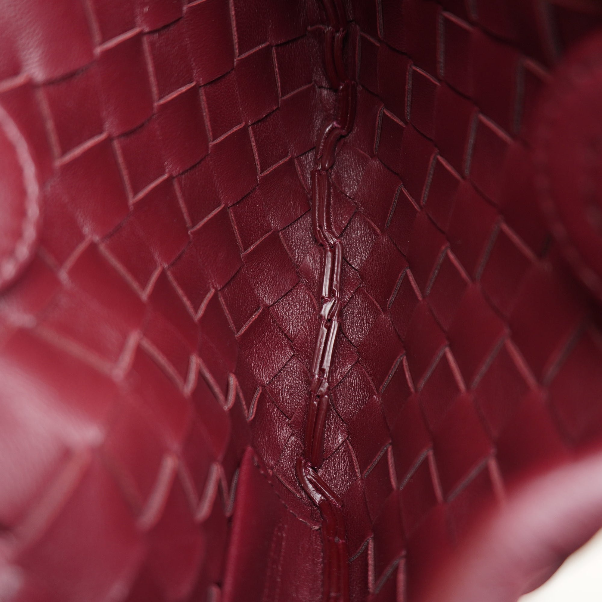 PRE-OWNED Nappa Intrecciato Mini Sardine Shoulder Bag Burgundy