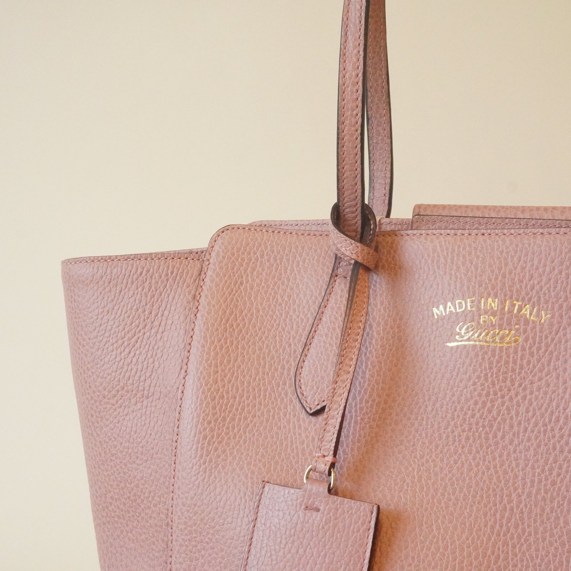 PRE-OWNED Dollar Calfskin Small Swing Tote Soft Pink