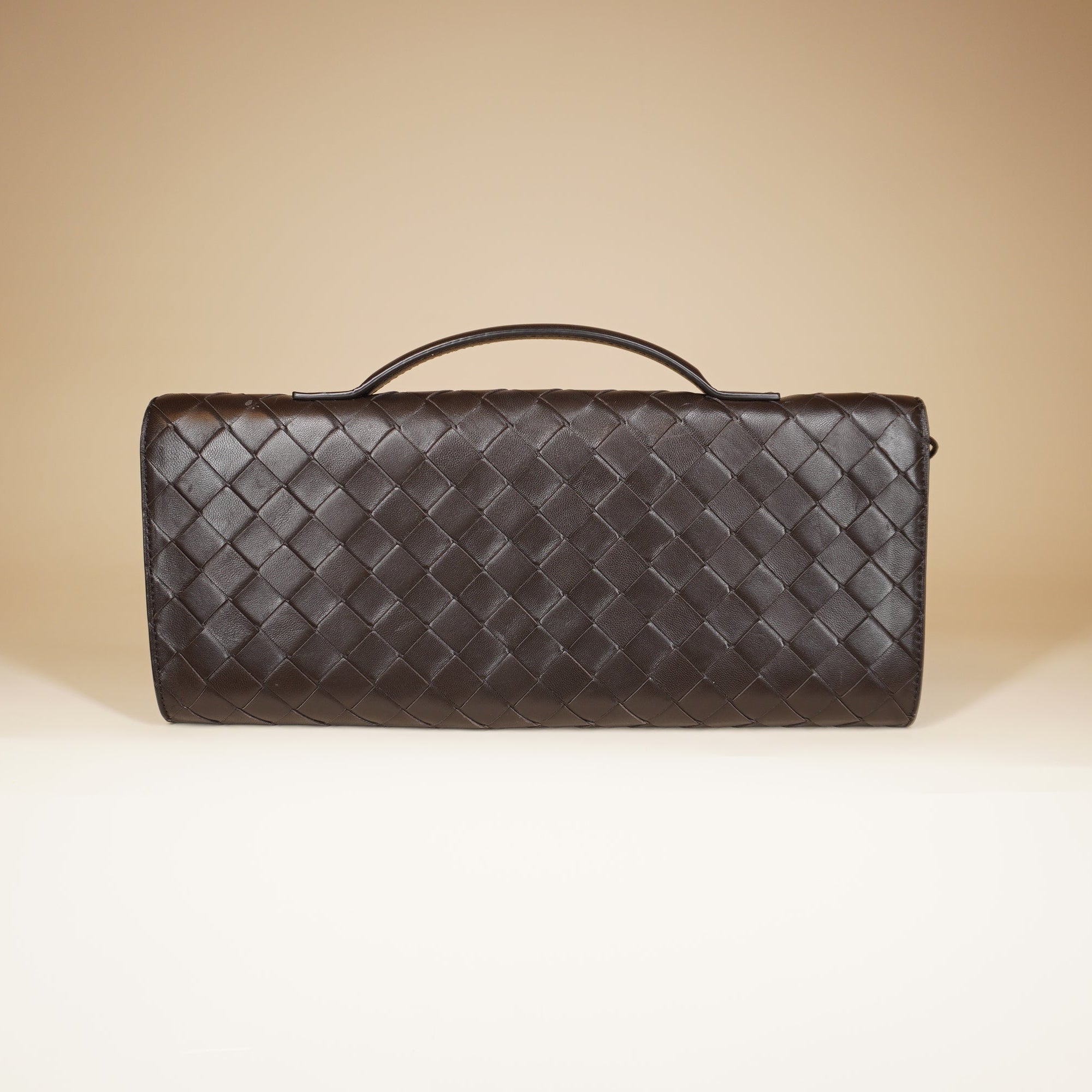 PRE-OWNED Nappa Intrecciato Long Andiamo Top Handle Clutch Black