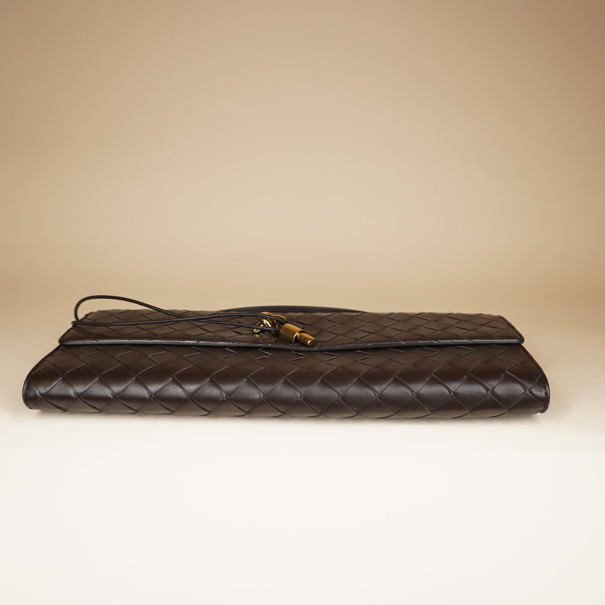 PRE-OWNED Nappa Intrecciato Long Andiamo Top Handle Clutch Black
