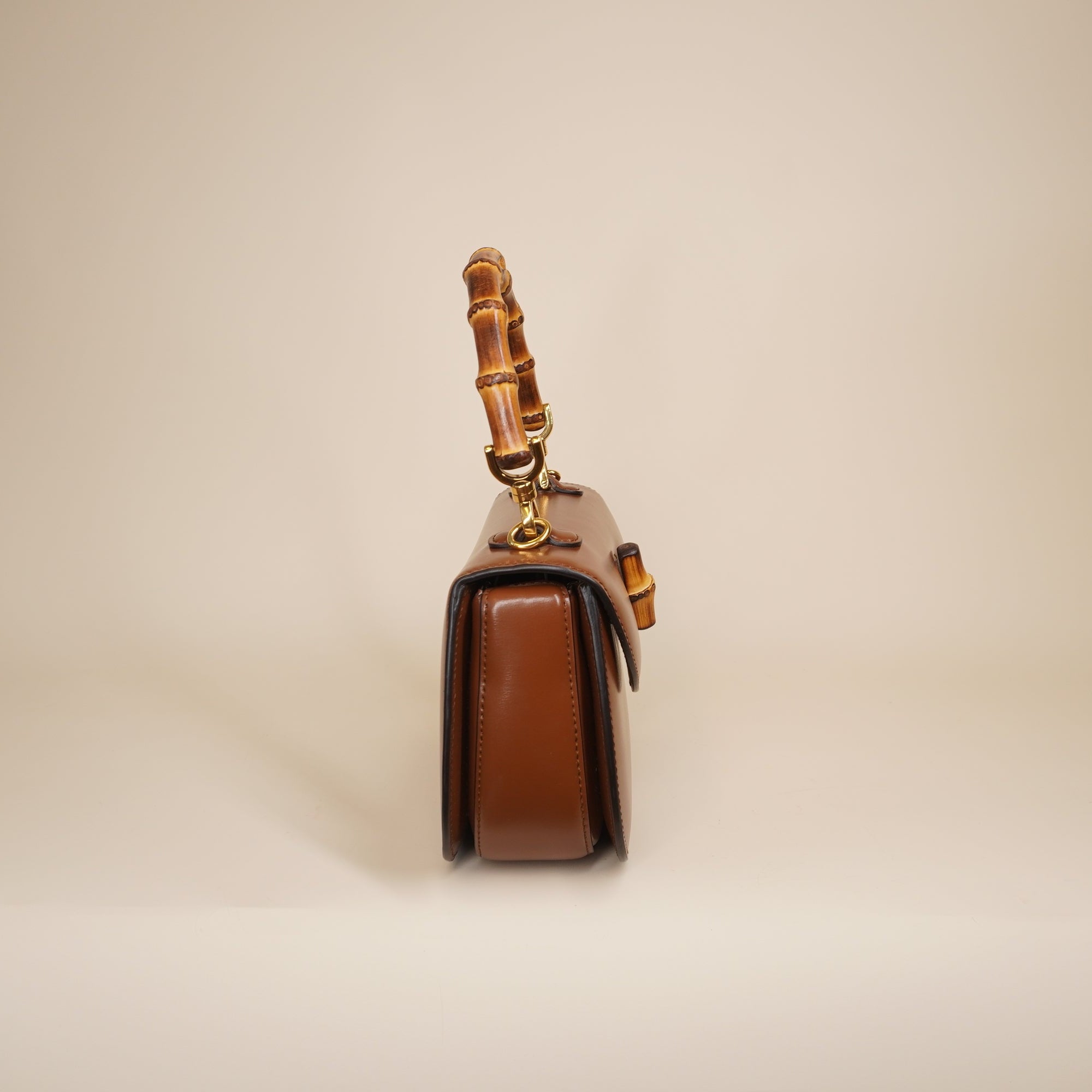 PRE-OWNED GG Bamboo 1947 Brown Calfskin Shoulder Bag