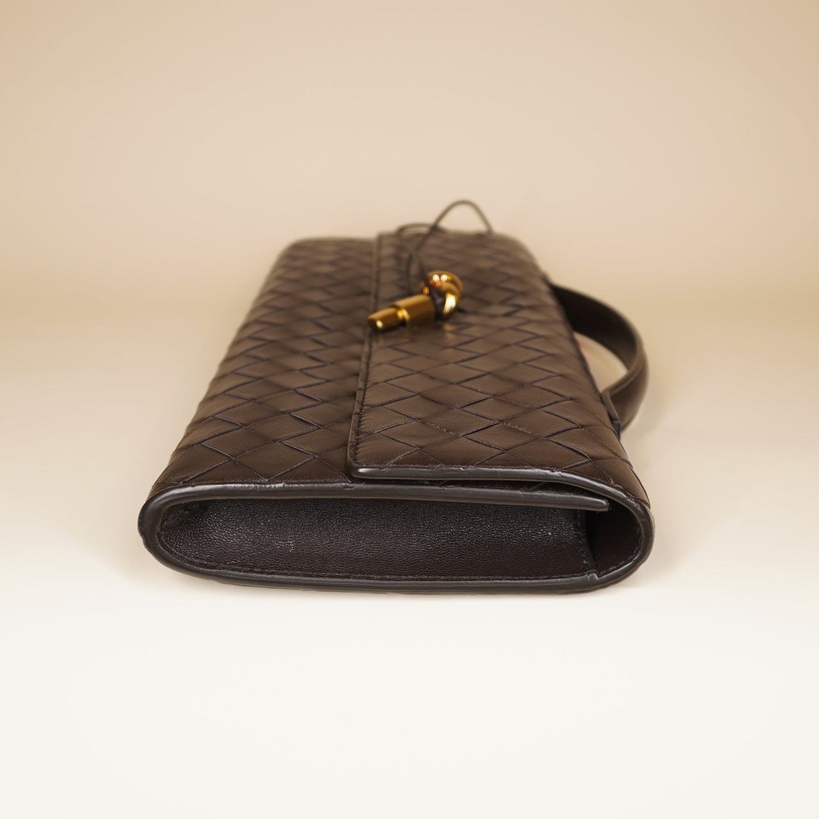 PRE-OWNED Nappa Intrecciato Long Andiamo Top Handle Clutch Black