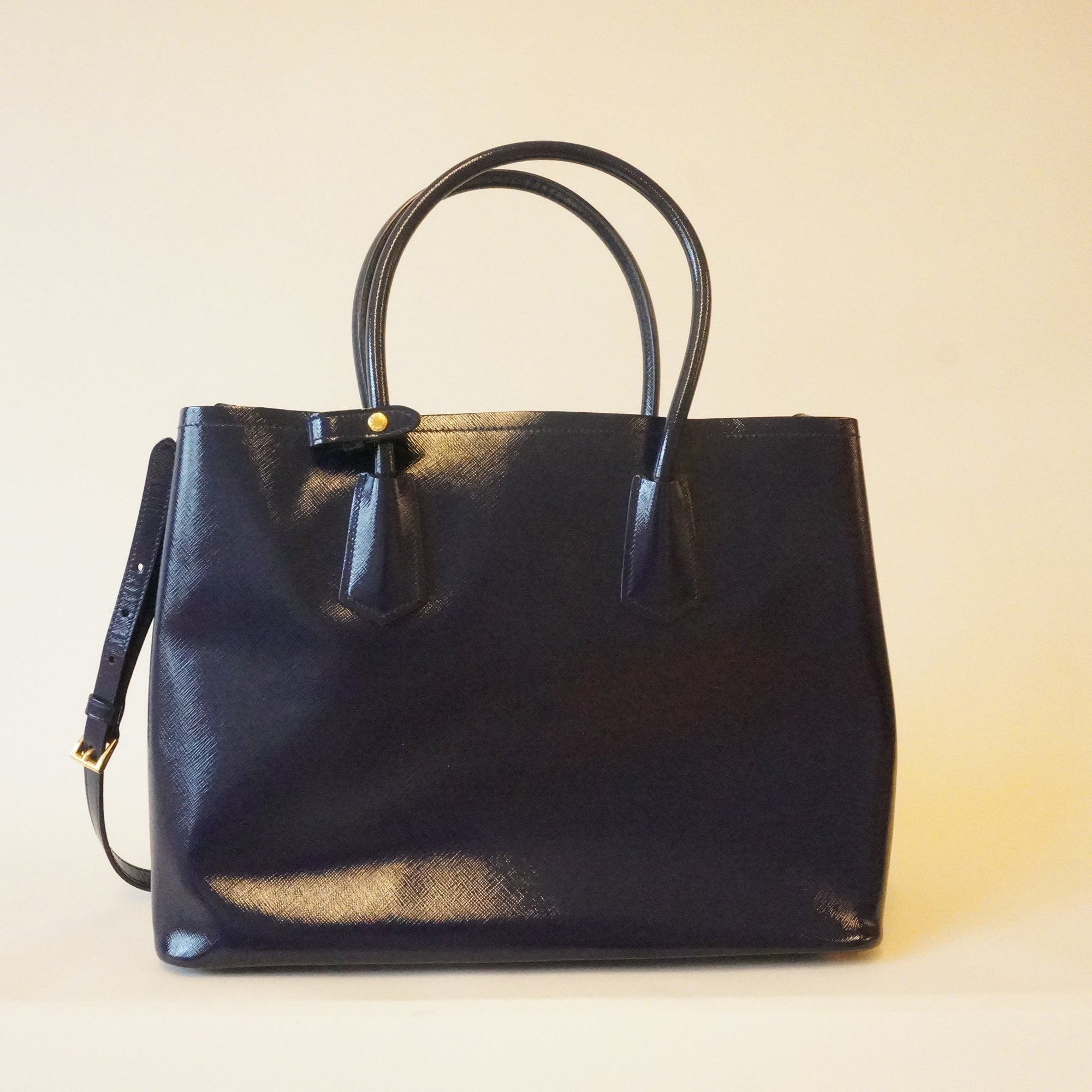 PRE-OWNED Saffiano Cuir Double Tote Shoulder Bag