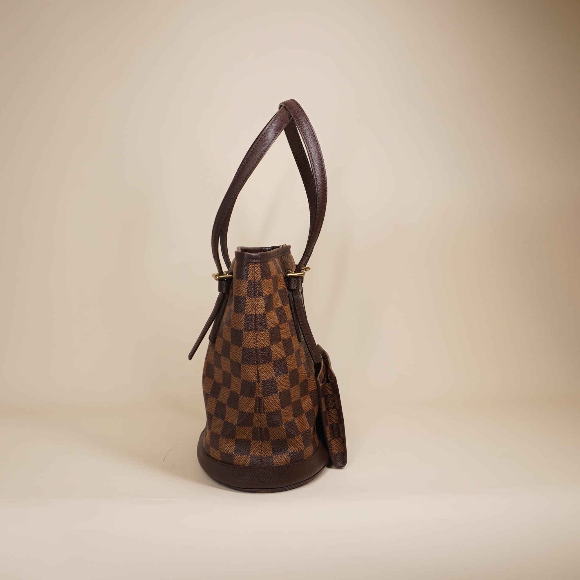 PRE-OWNED LV Damier Ebene Marais Bucket 23 Shoulder Bag