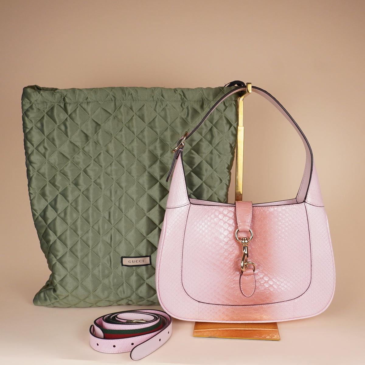 PRE-OWNED GG Pink Python Jackie Medium