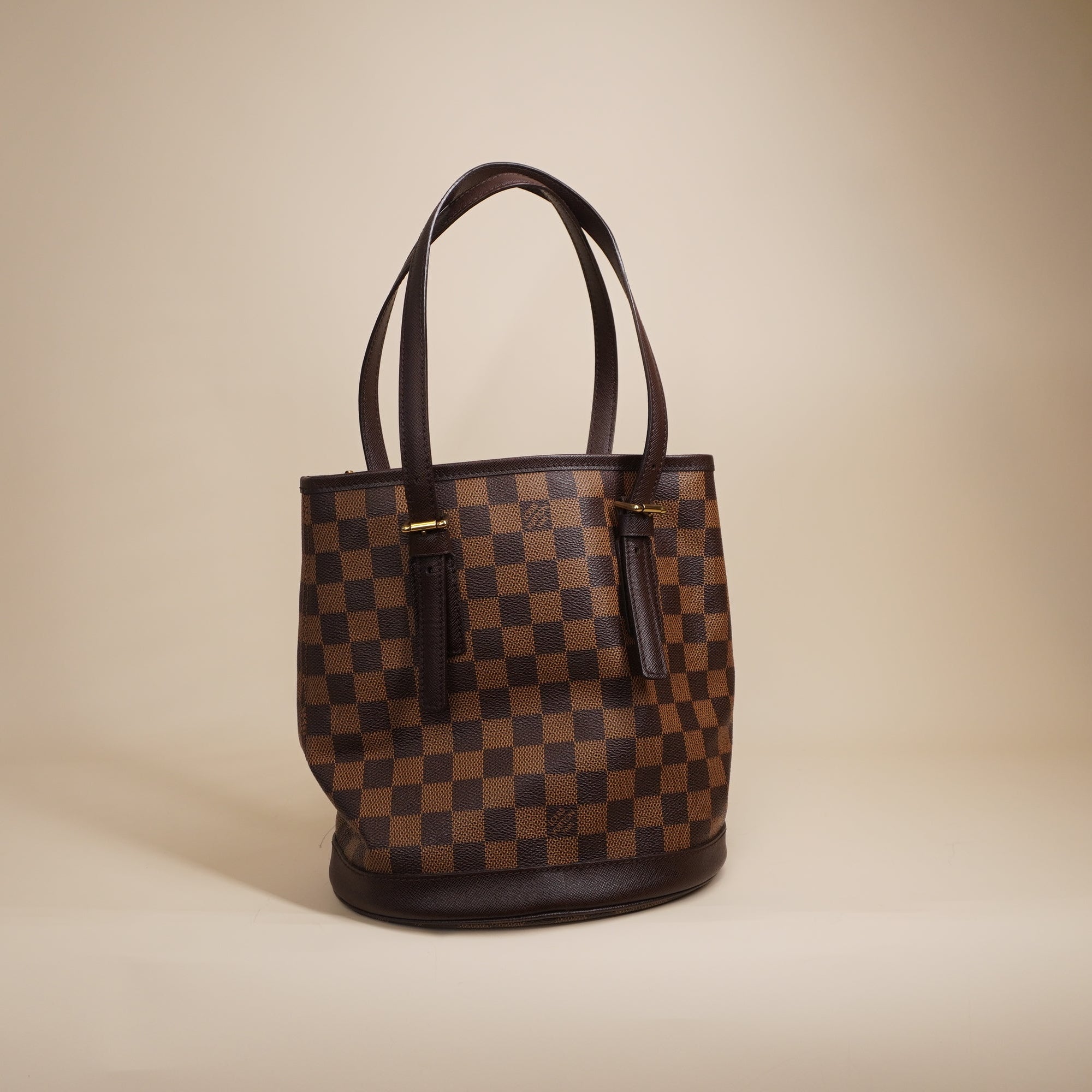 PRE-OWNED LV Damier Ebene Marais Bucket 23 Shoulder Bag