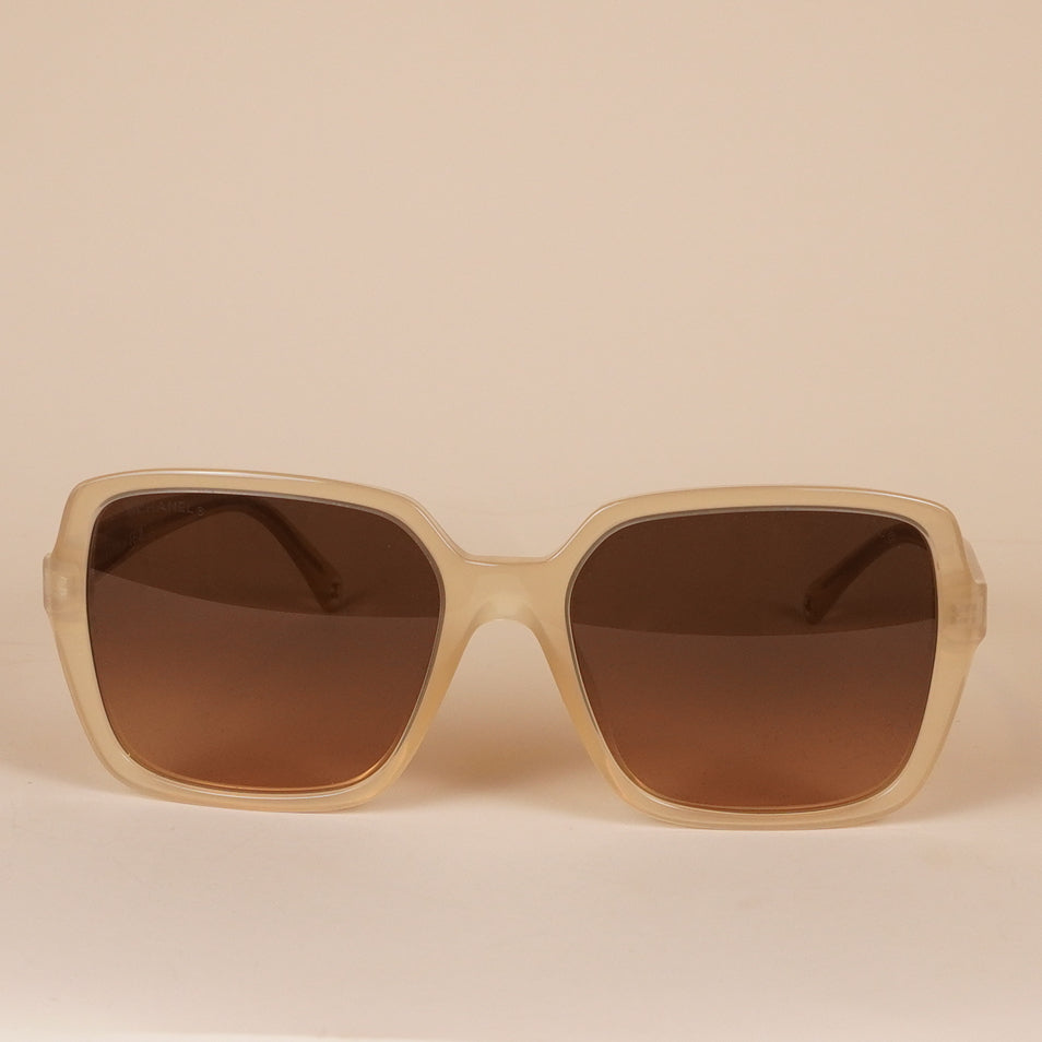 PRE-OWNED CC Acetate Square Sunglasses 5505 Light Brown