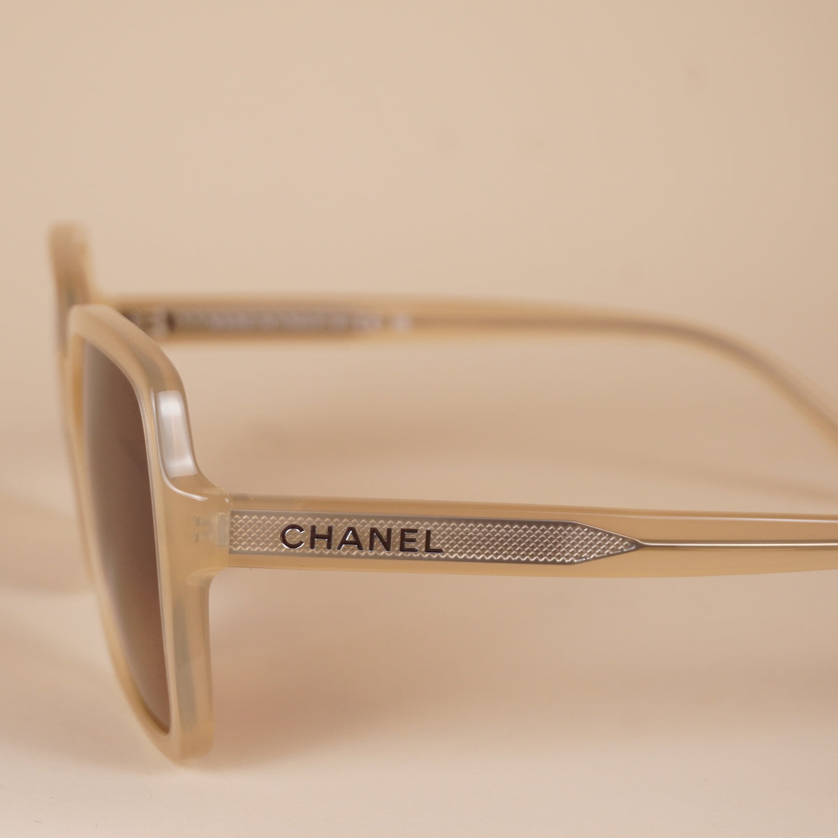 PRE-OWNED CC Acetate Square Sunglasses 5505 Light Brown