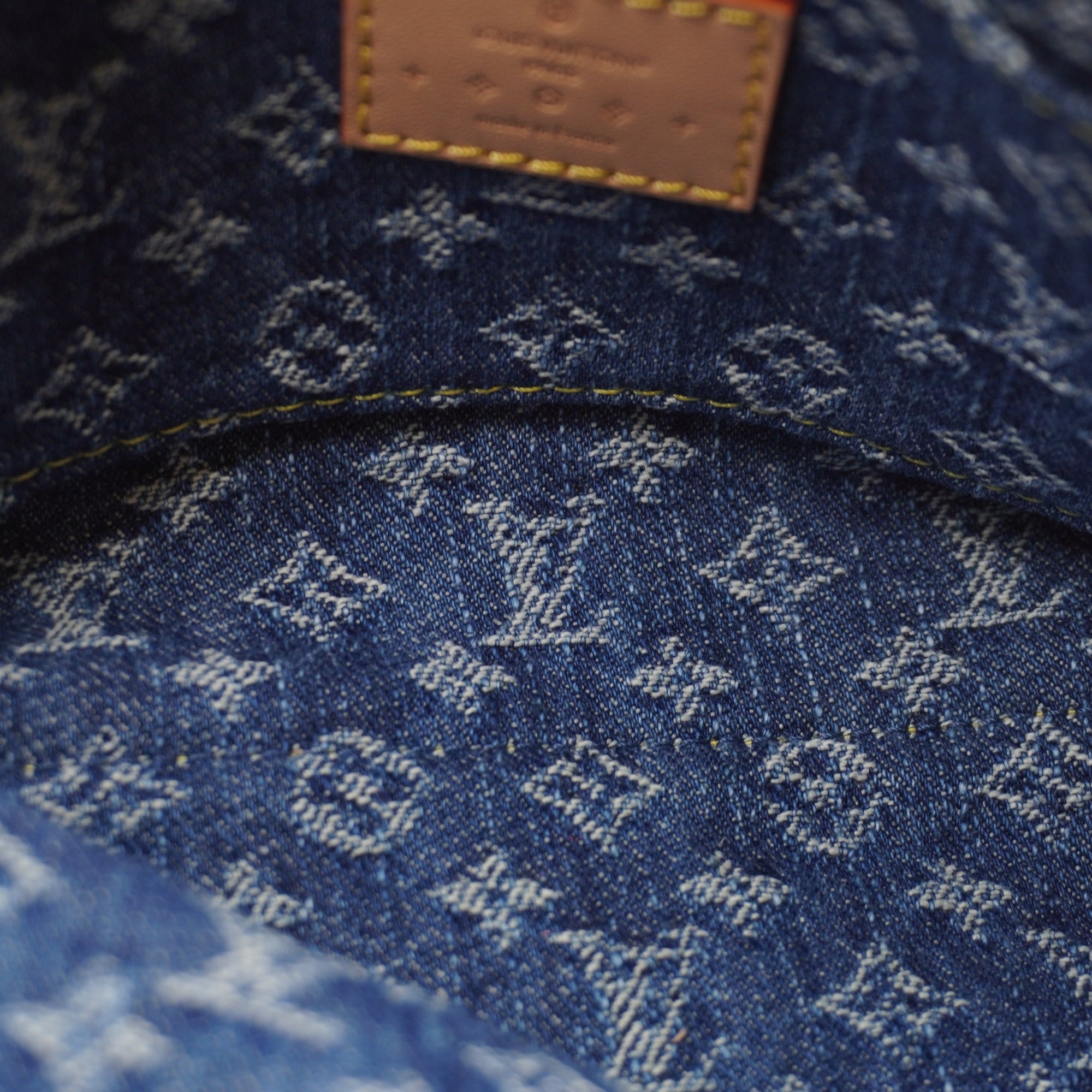 PRE-OWNED LV Denim Giant Monogram Pochette Cosmetique Bag