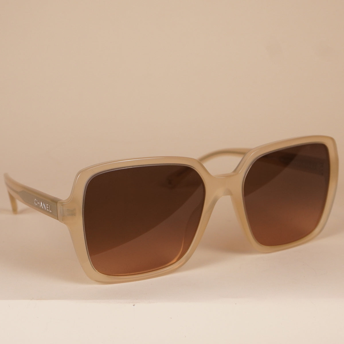 PRE-OWNED CC Acetate Square Sunglasses 5505 Light Brown