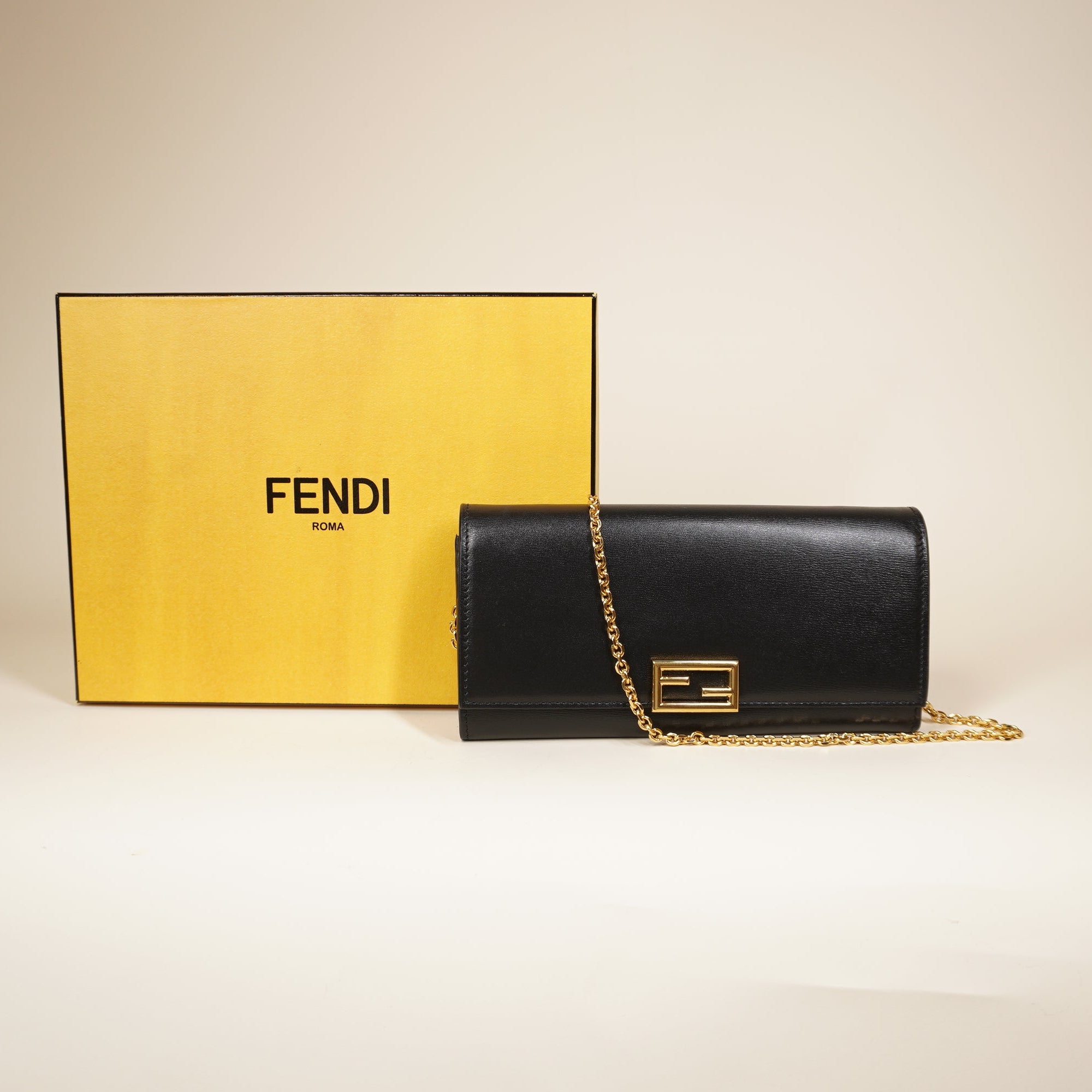 PRE-OWNED Vitello Palmellato Continental Wallet on Chain Black