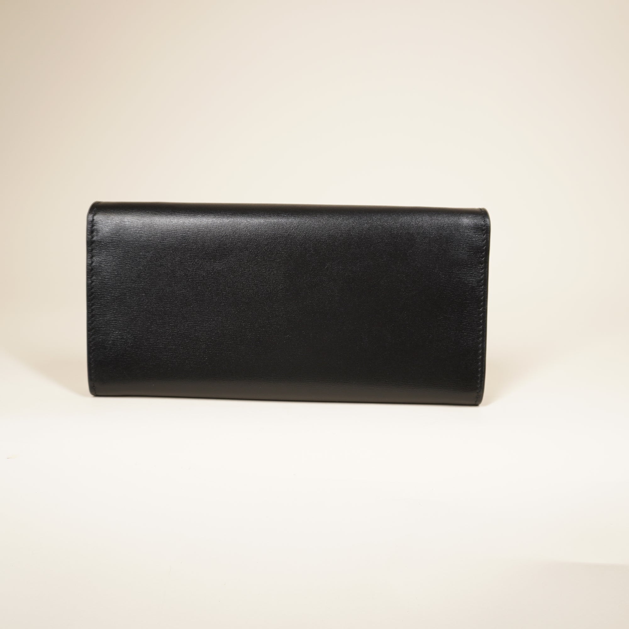 PRE-OWNED Vitello Palmellato Continental Wallet on Chain Black