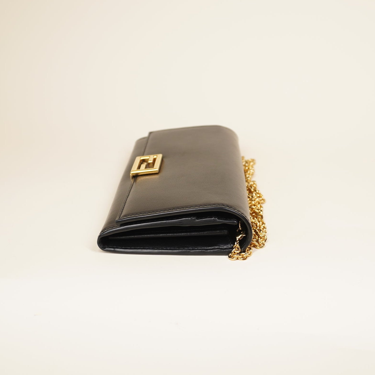 PRE-OWNED Vitello Palmellato Continental Wallet on Chain Black