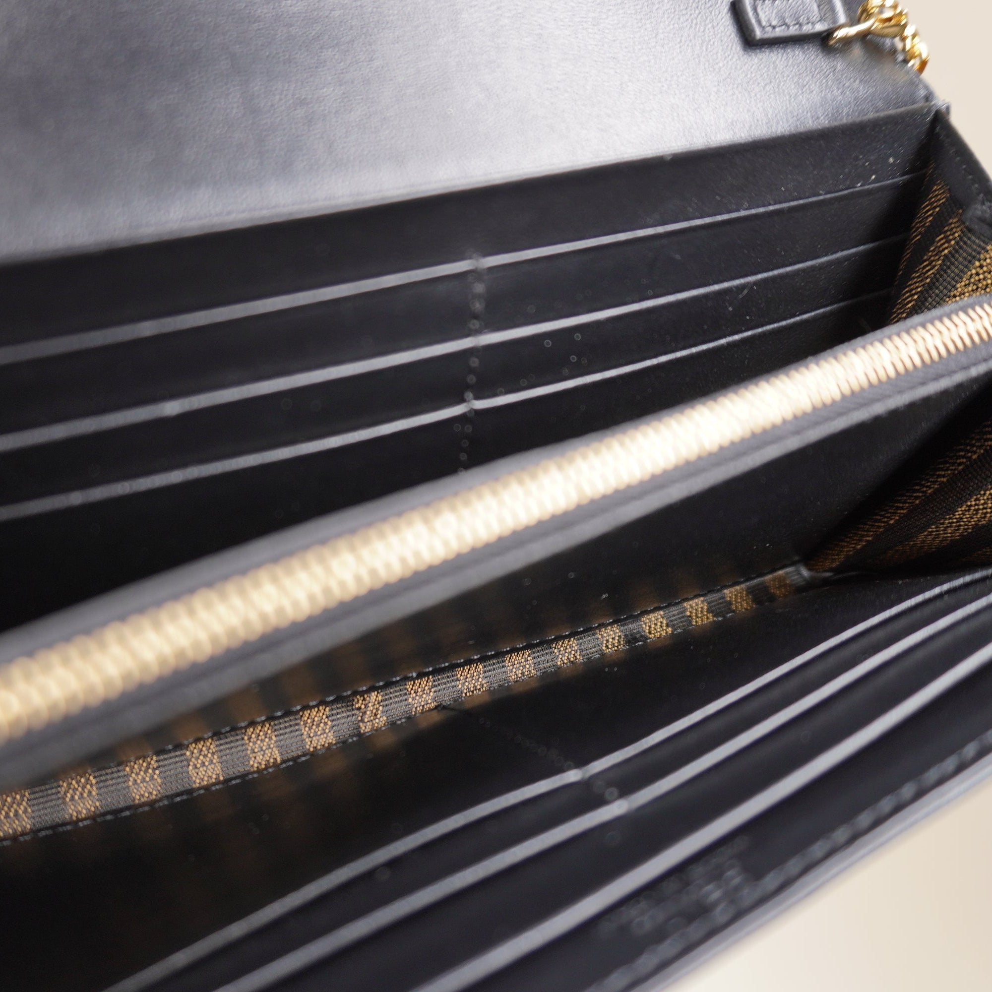 PRE-OWNED Vitello Palmellato Continental Wallet on Chain Black