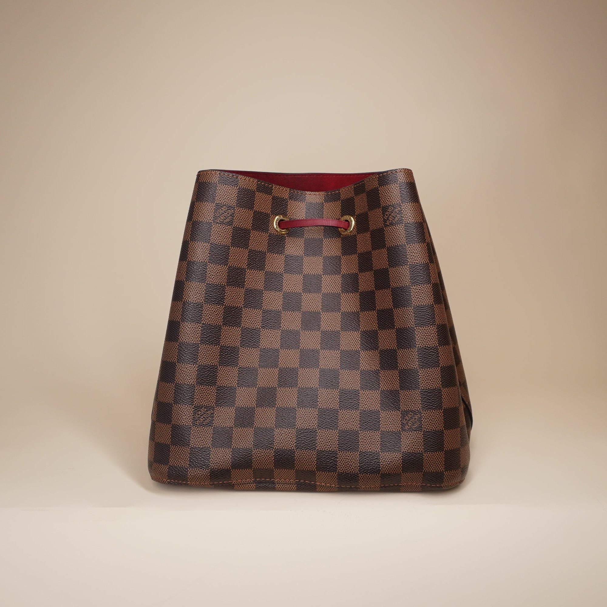 LV Damier Ebene Neonoe MM Cherry Berry Shoulder Bag