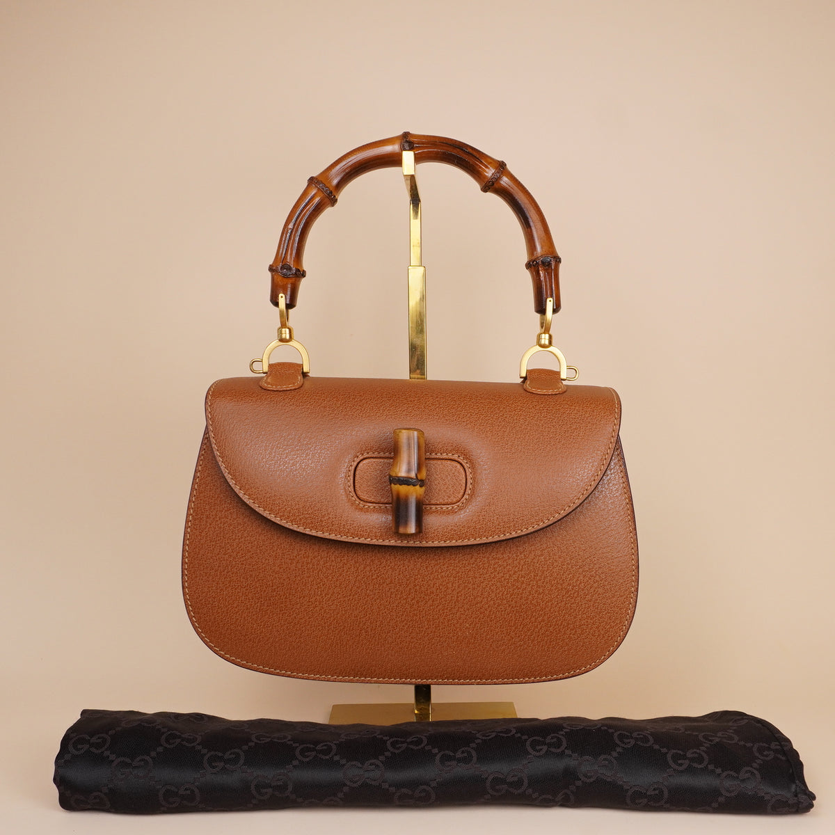 PRE-OWNED GG Bamboo 1947 Small Vintage Brown Leather