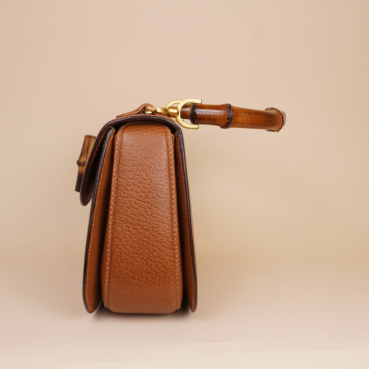 PRE-OWNED GG Bamboo 1947 Small Vintage Brown Leather