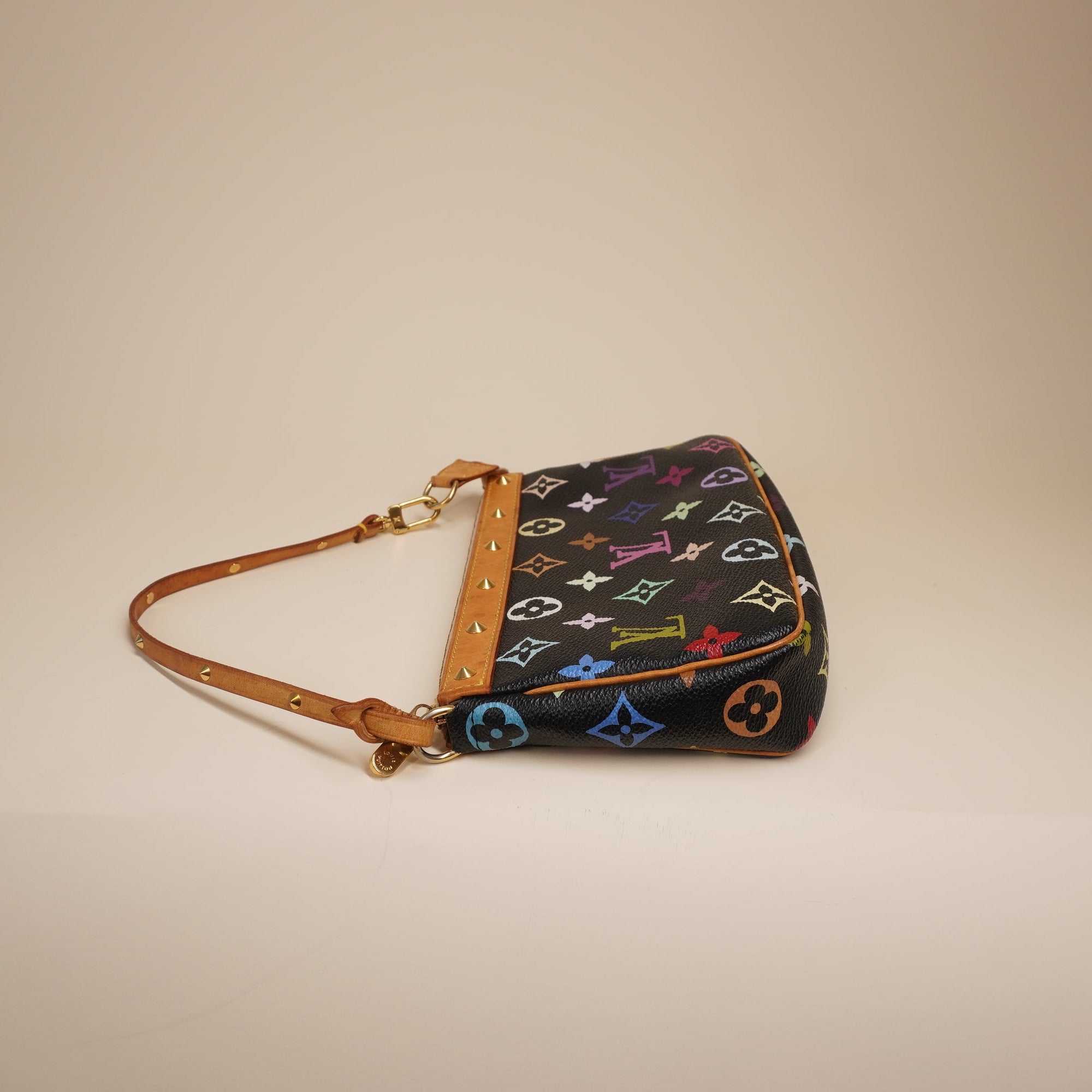 LV Black Monogram Multicolor Accessories Pochette Bag