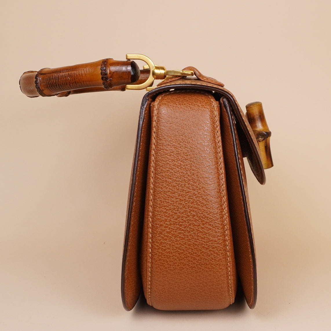 PRE-OWNED GG Bamboo 1947 Small Vintage Brown Leather