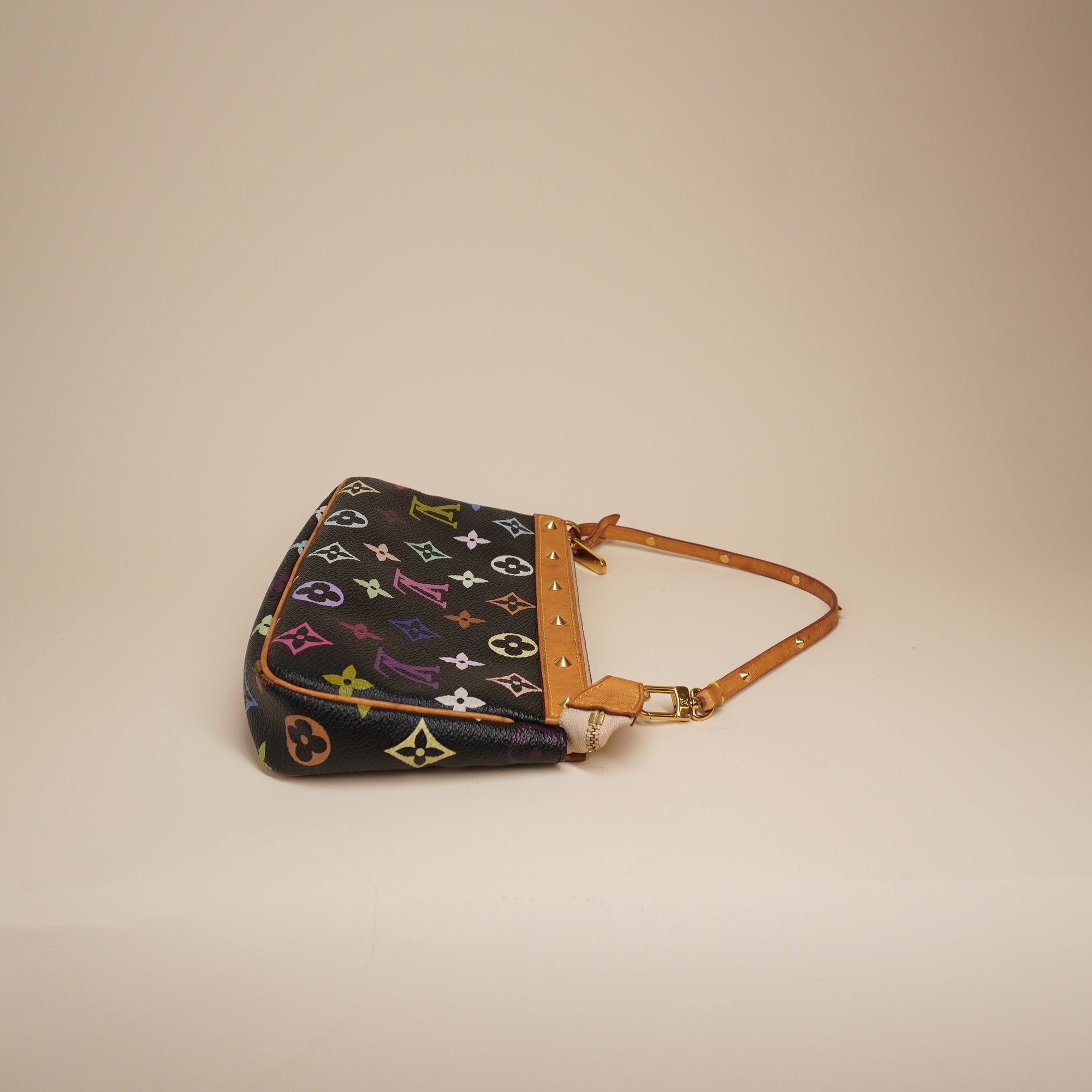 LV Black Monogram Multicolor Accessories Pochette Bag