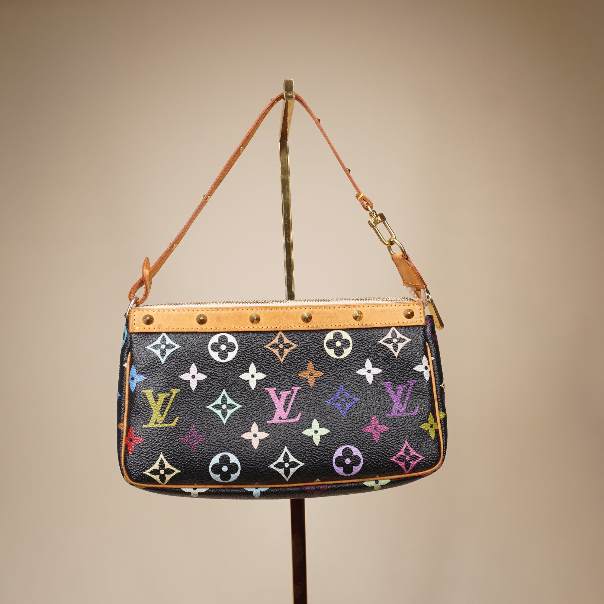 LV Black Monogram Multicolor Accessories Pochette Bag