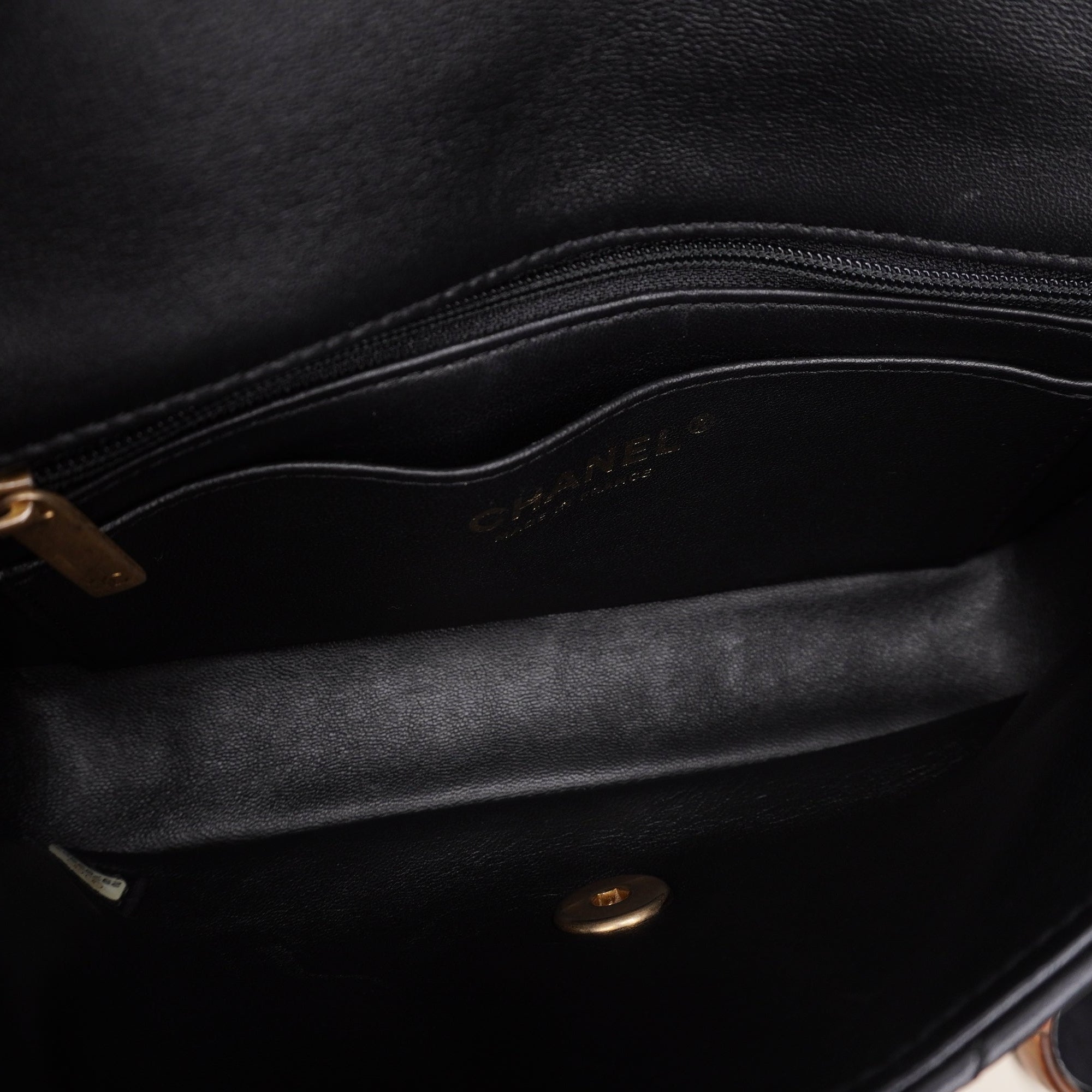 CC Mini Flap Black Lambskin Side Pearl Shoulder Bag