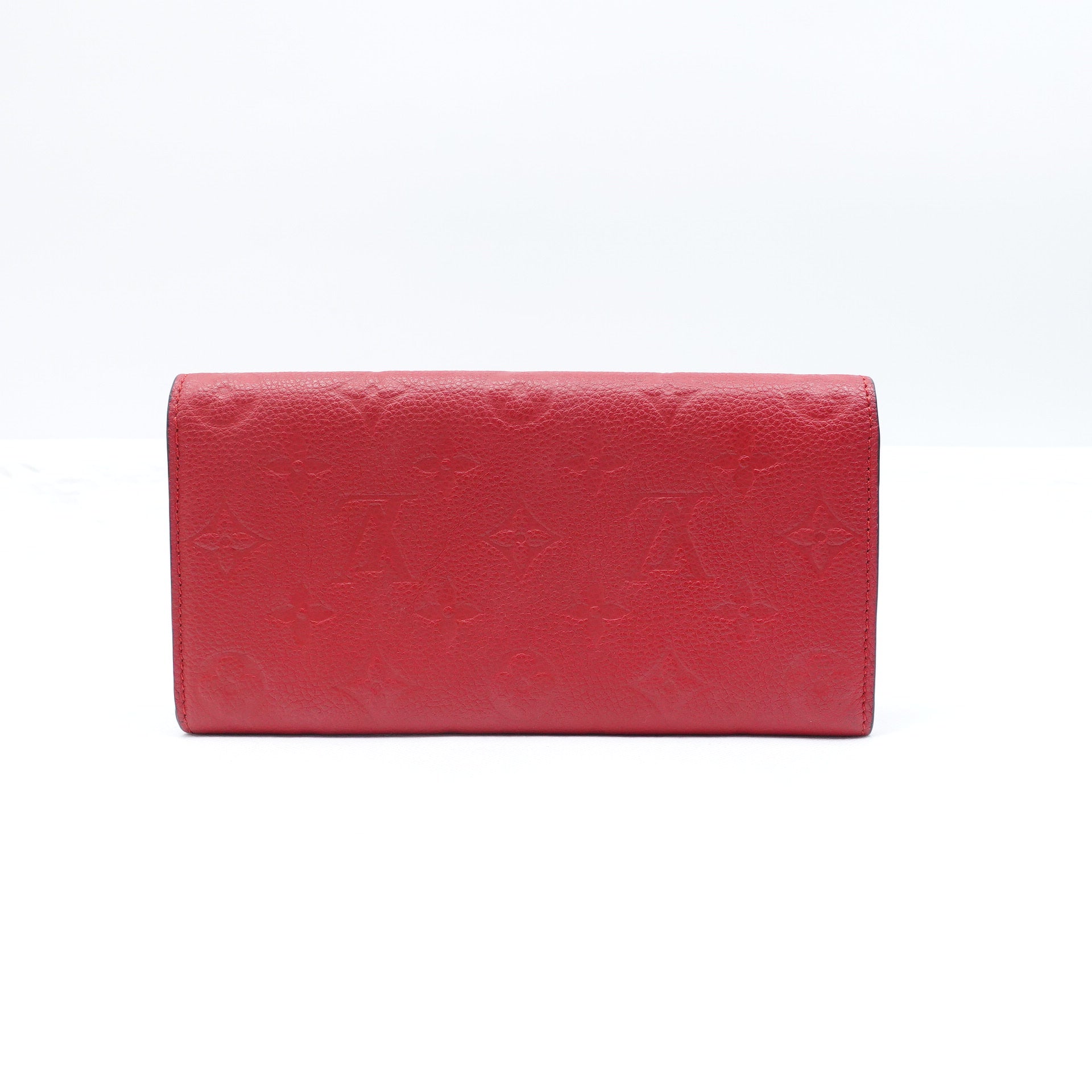 PRE-OWNED LV Red Monogram Empreinte Emilie Long Wallet