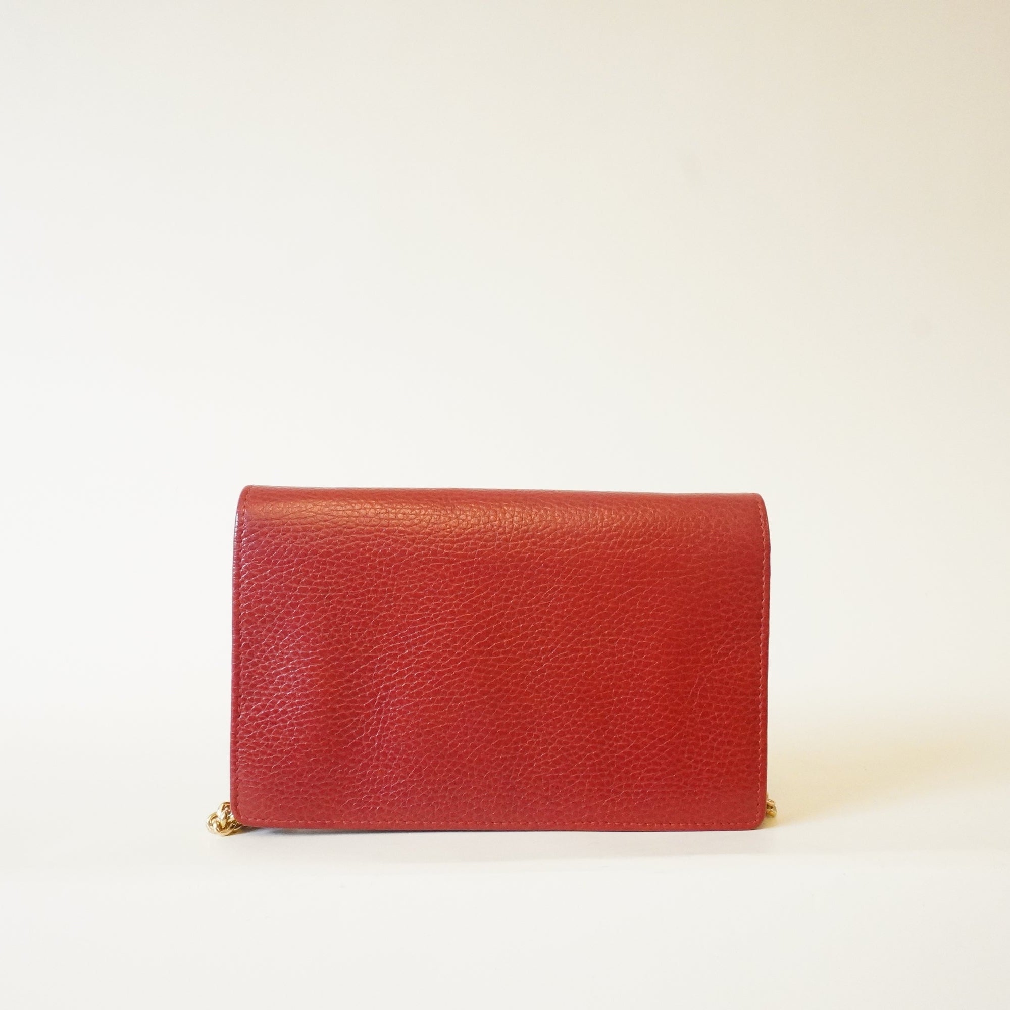 PRE-OWNED GG Red Leather Petite GG Marmont Crossbody Bag