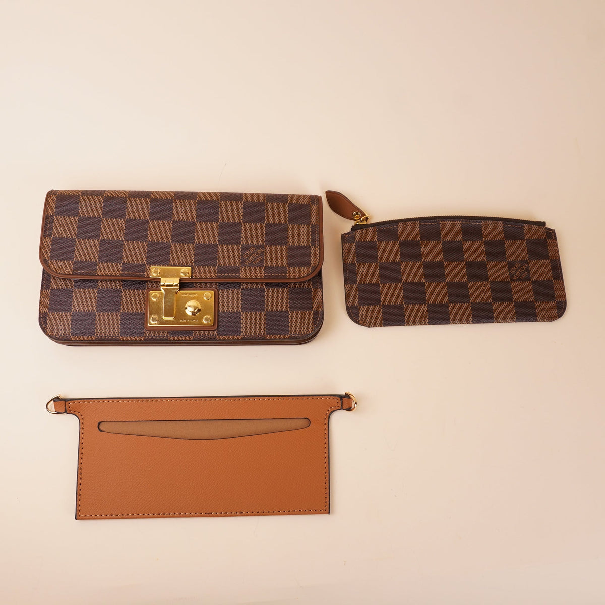 PRE-OWNED LV Damier Ebene Pattern Coated Canvas Ascot Wallet