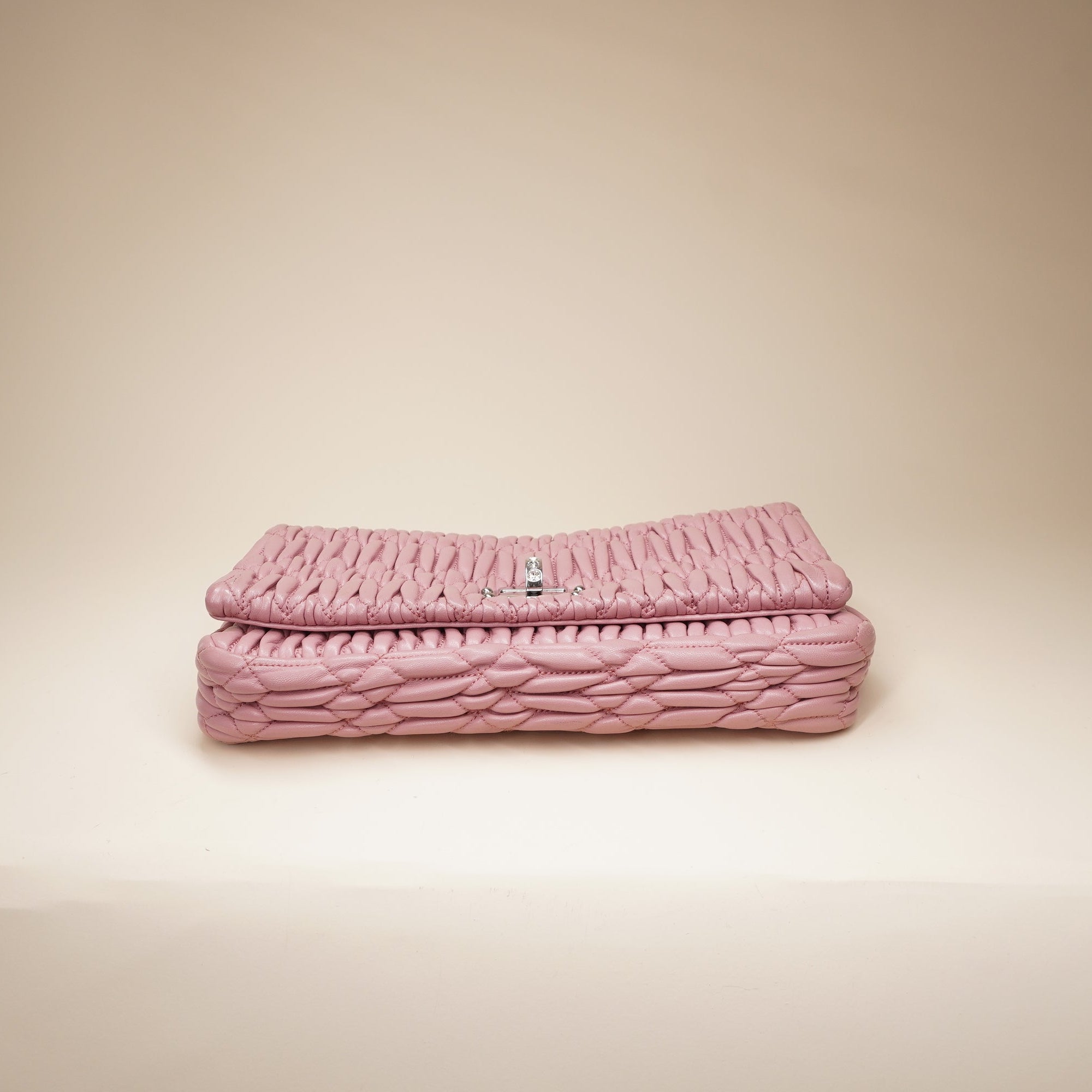 PRE-OWNED Crystal Embellished Leather Pink Shoulder Bag