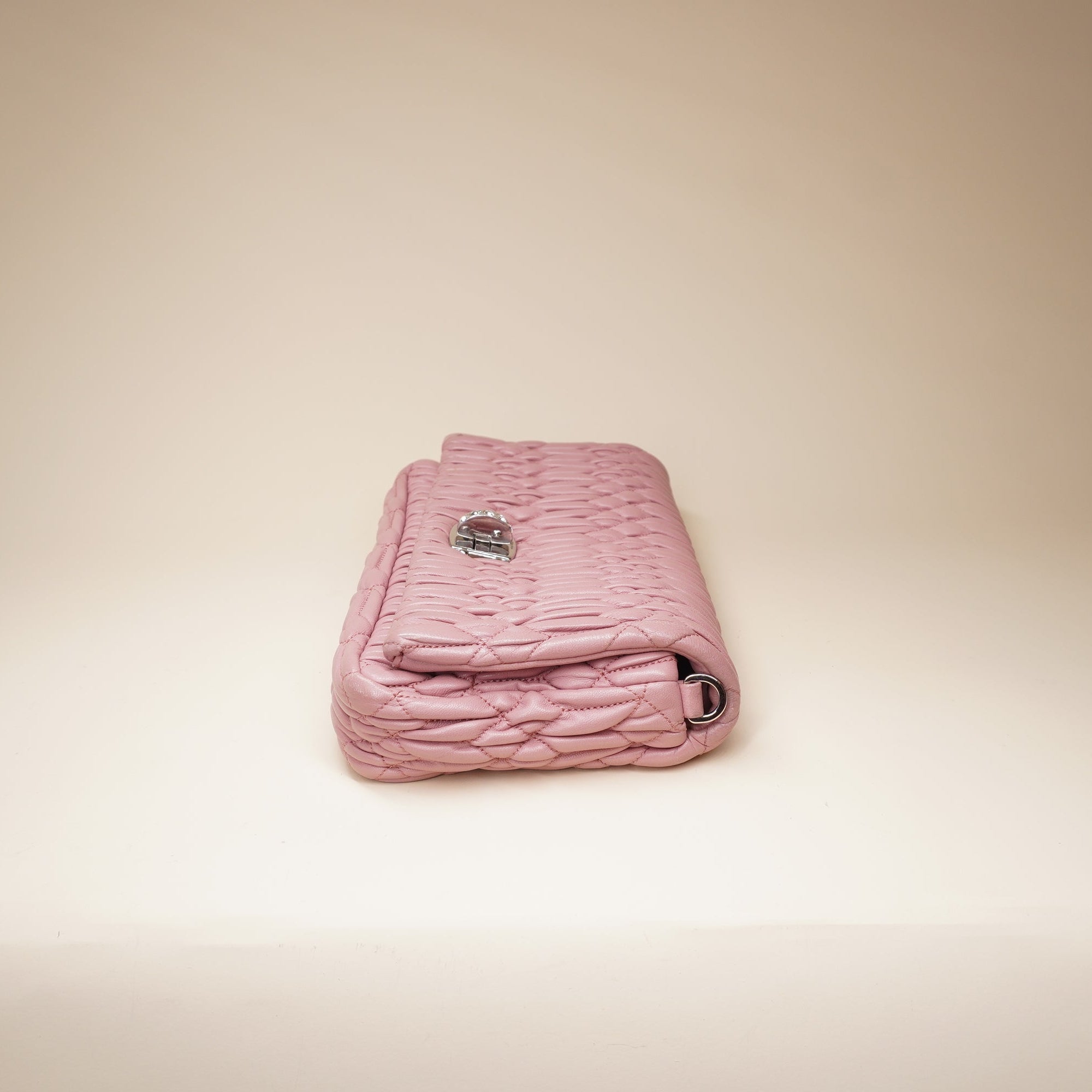 PRE-OWNED Crystal Embellished Leather Pink Shoulder Bag