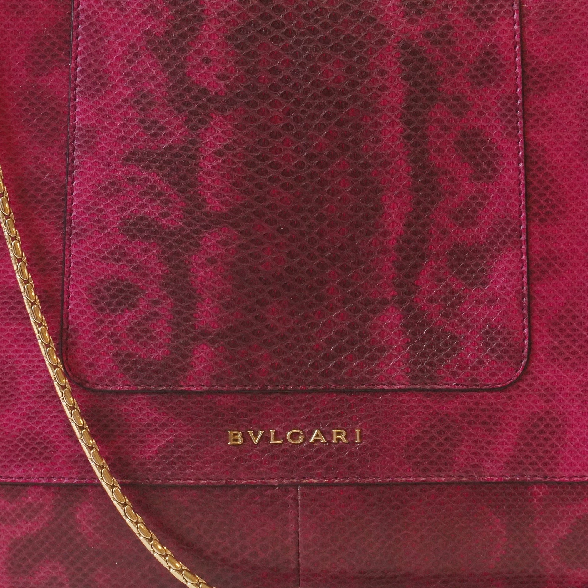 PRE-OWNED Fuchsia Python Leather Serpenti Forever Shoulder Bag