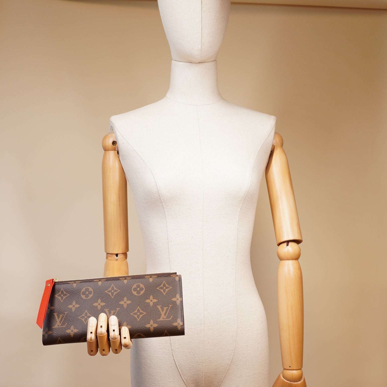 PRE-OWNED LV Monogram Canvas Coquelicot Adele Wallet