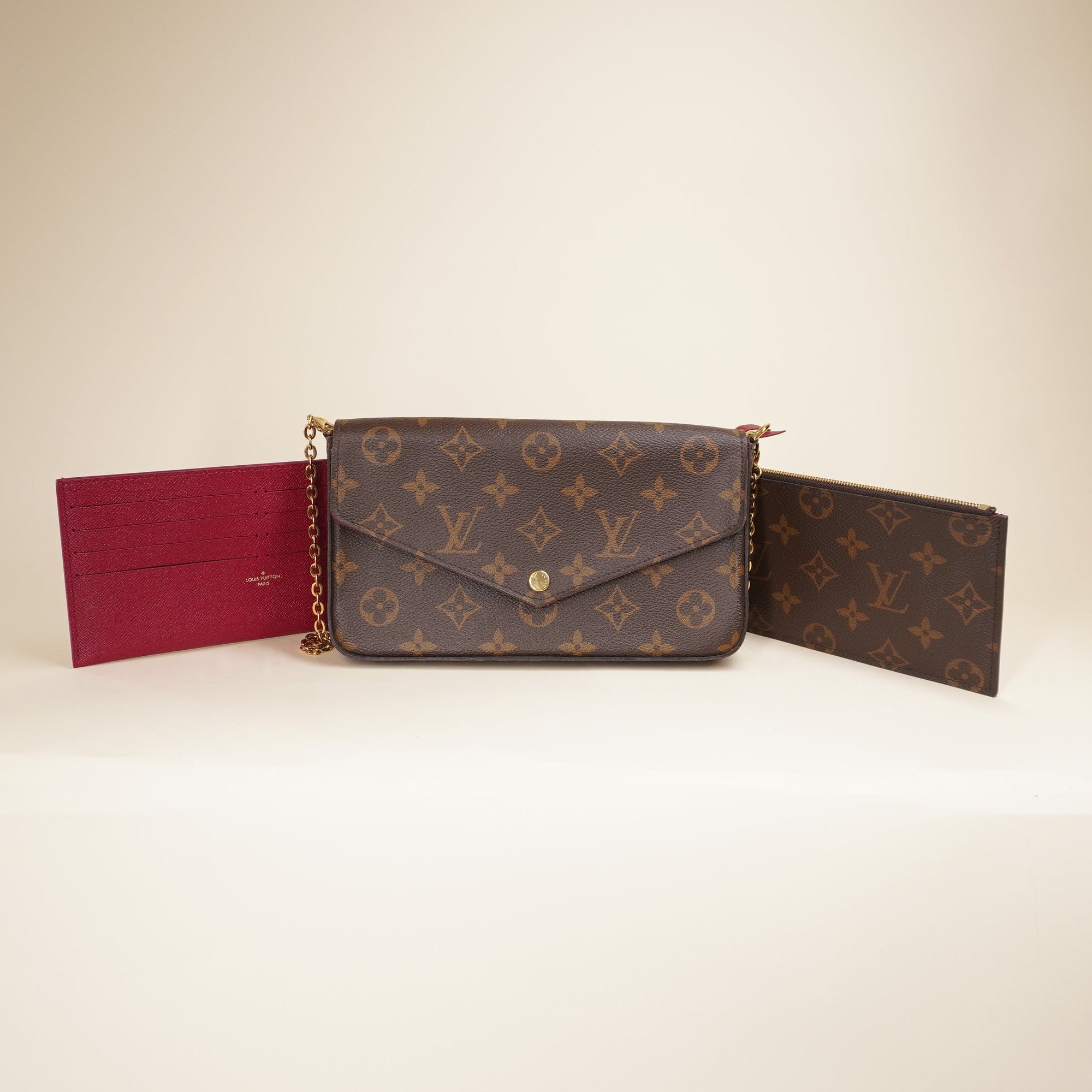 LV Pochette Felicie Monogram Coated Canvas Wallet Shoulder Bag