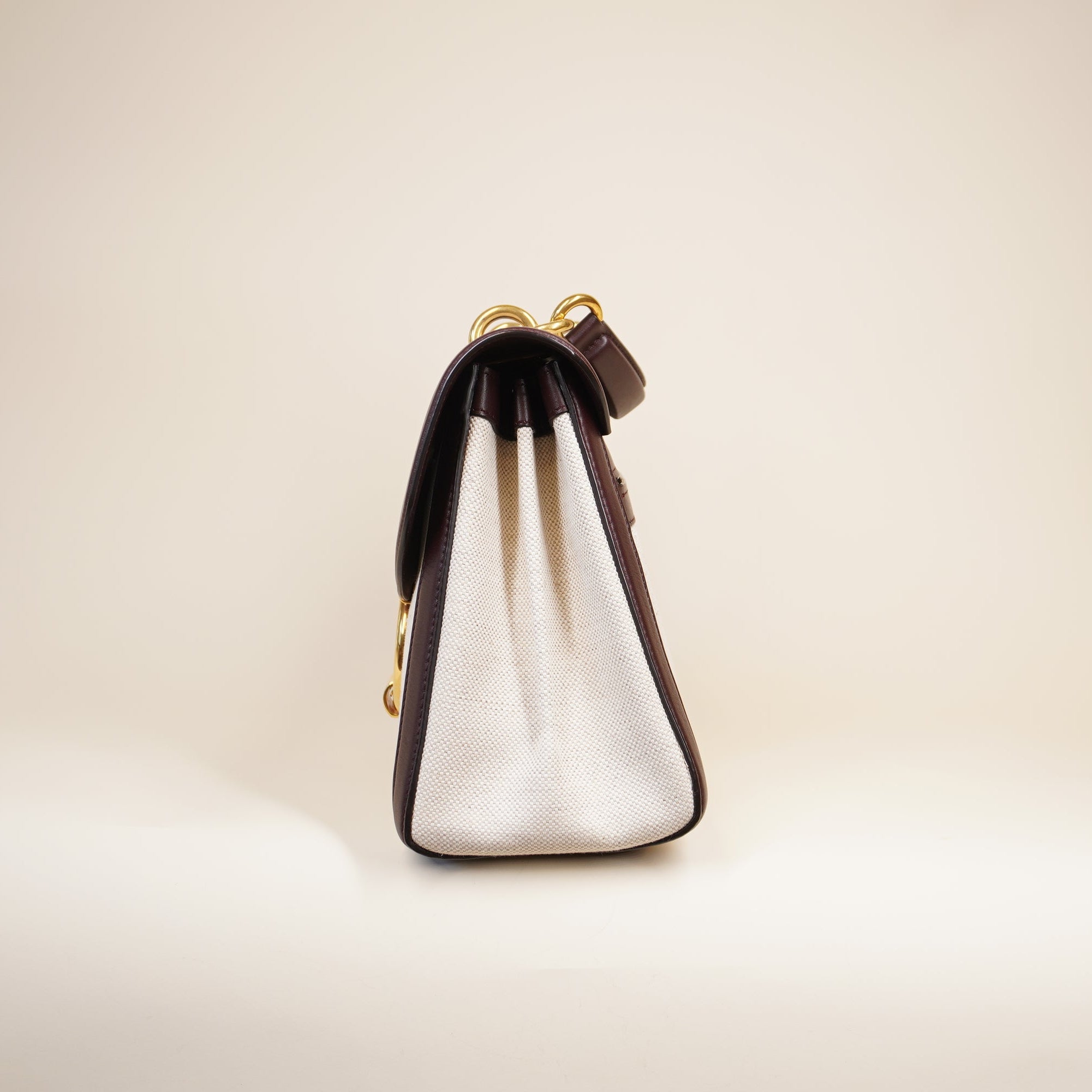 PRE-OWNED Margot Gancini Leather & Canvas Top-Handle Bag