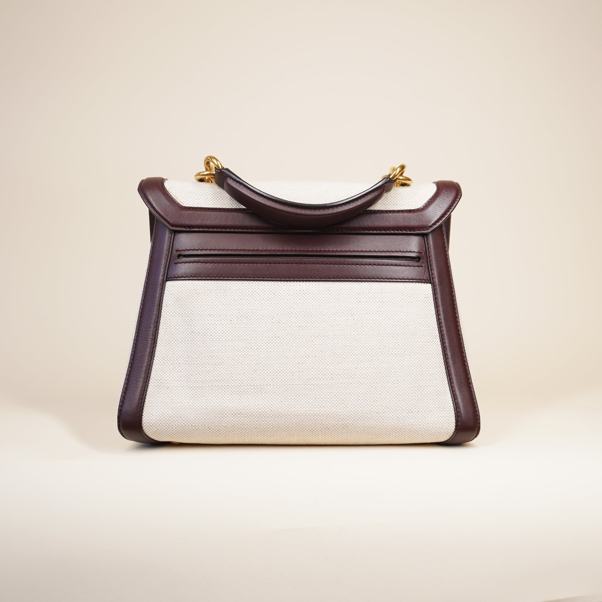 PRE-OWNED Margot Gancini Leather & Canvas Top-Handle Bag