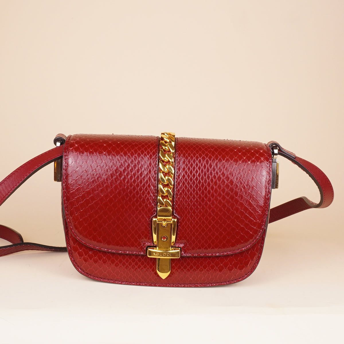 GUCCI - Sylvie 1969 Crossbody Bag Dark red Leather
