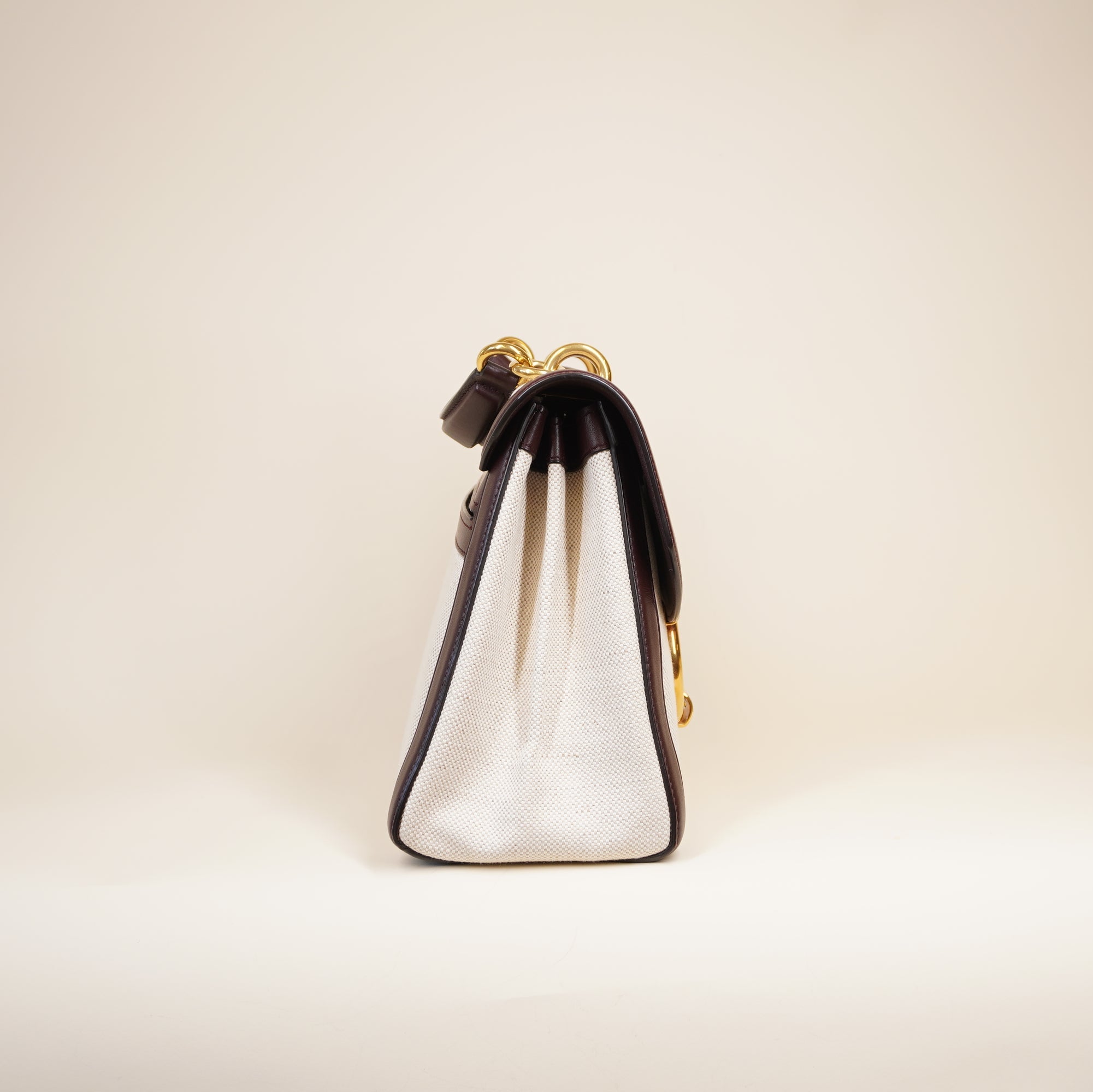 PRE-OWNED Margot Gancini Leather & Canvas Top-Handle Bag