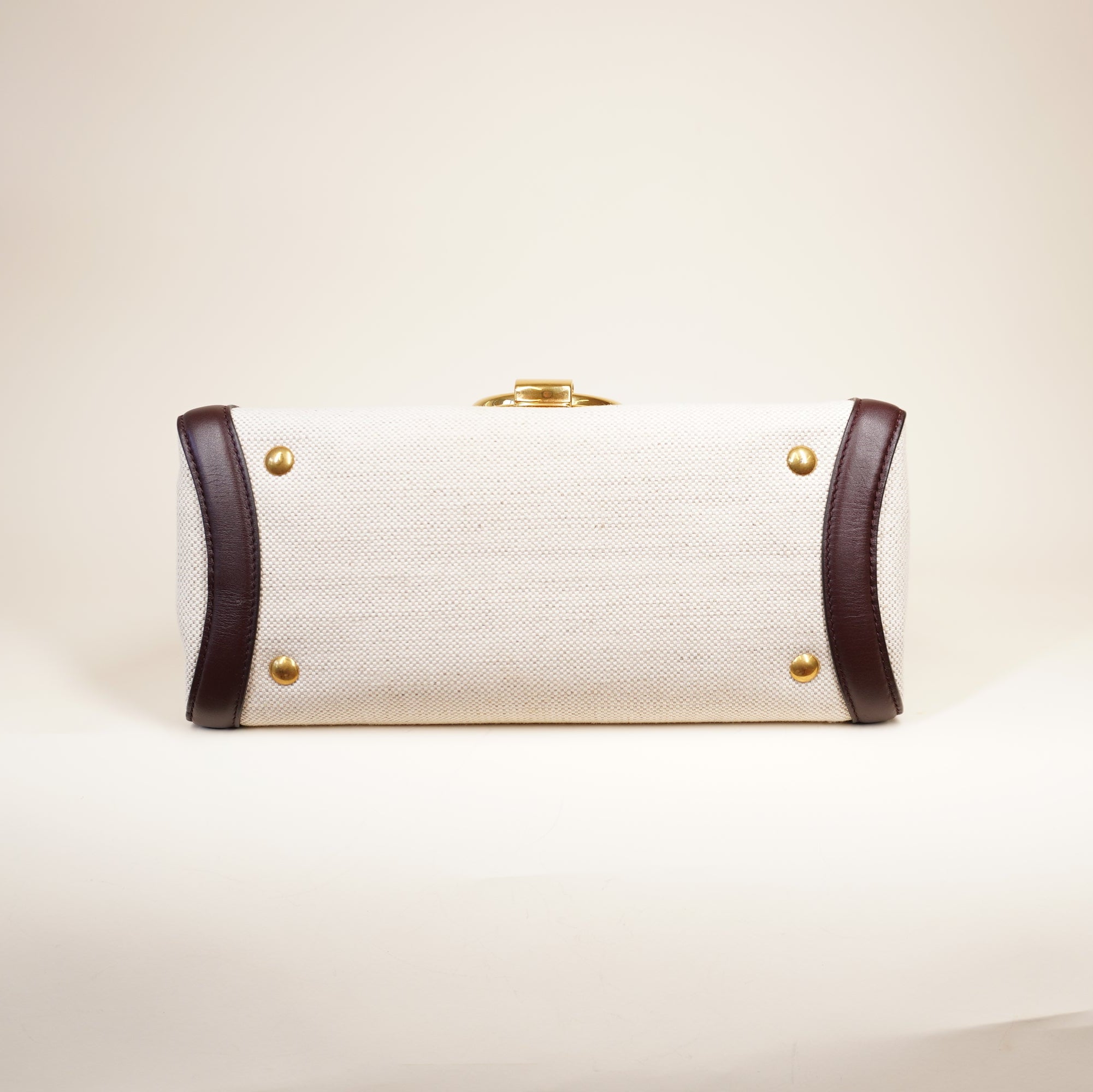 PRE-OWNED Margot Gancini Leather & Canvas Top-Handle Bag