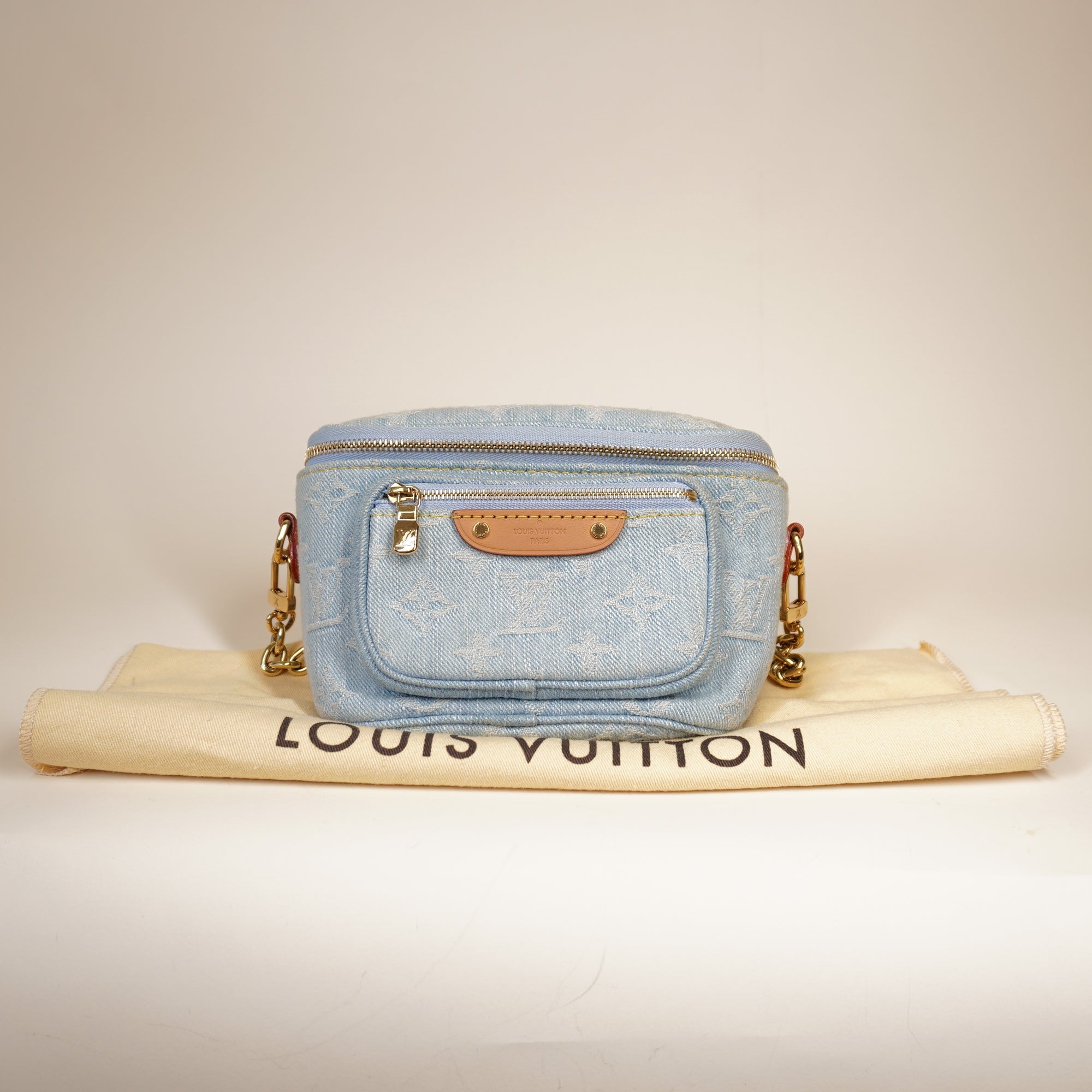 PRE-OWNED LV Monogram Denim Mini Bumbag Shoulder Bag